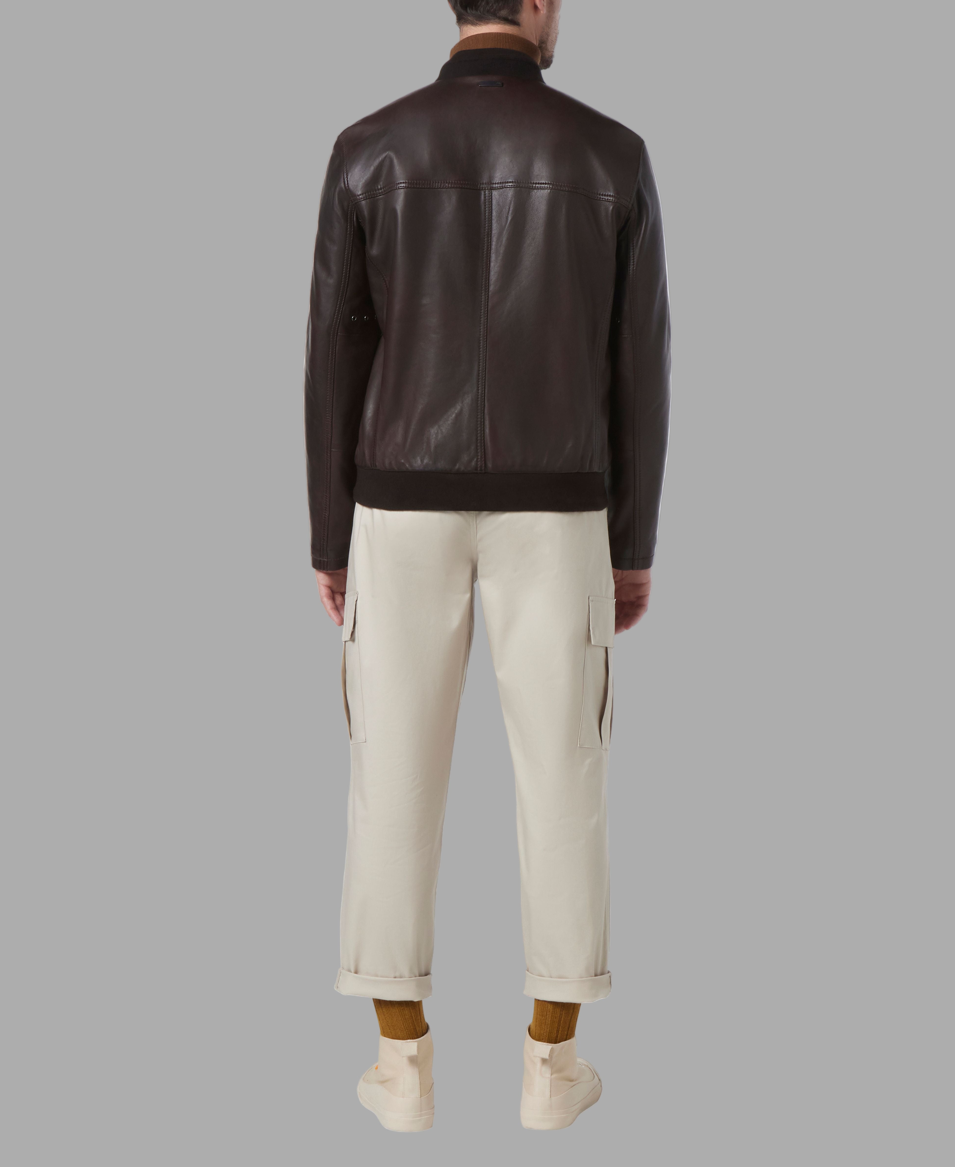 MacNeil Leather Bomber Jacket View 3 | Andrew Marc Collection