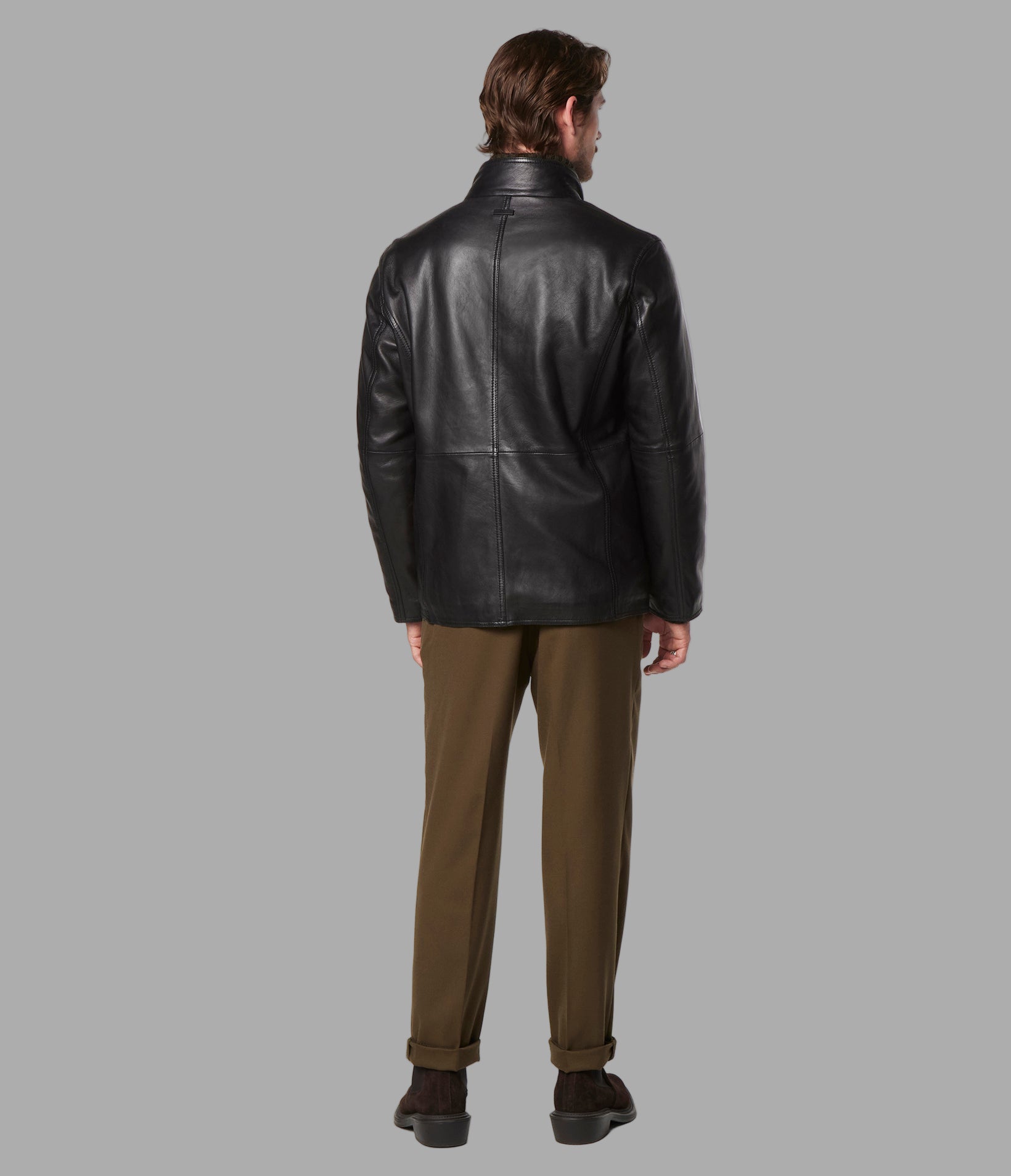Wollman Leather Zip Up Jacket View 3 | Andrew Marc Collection