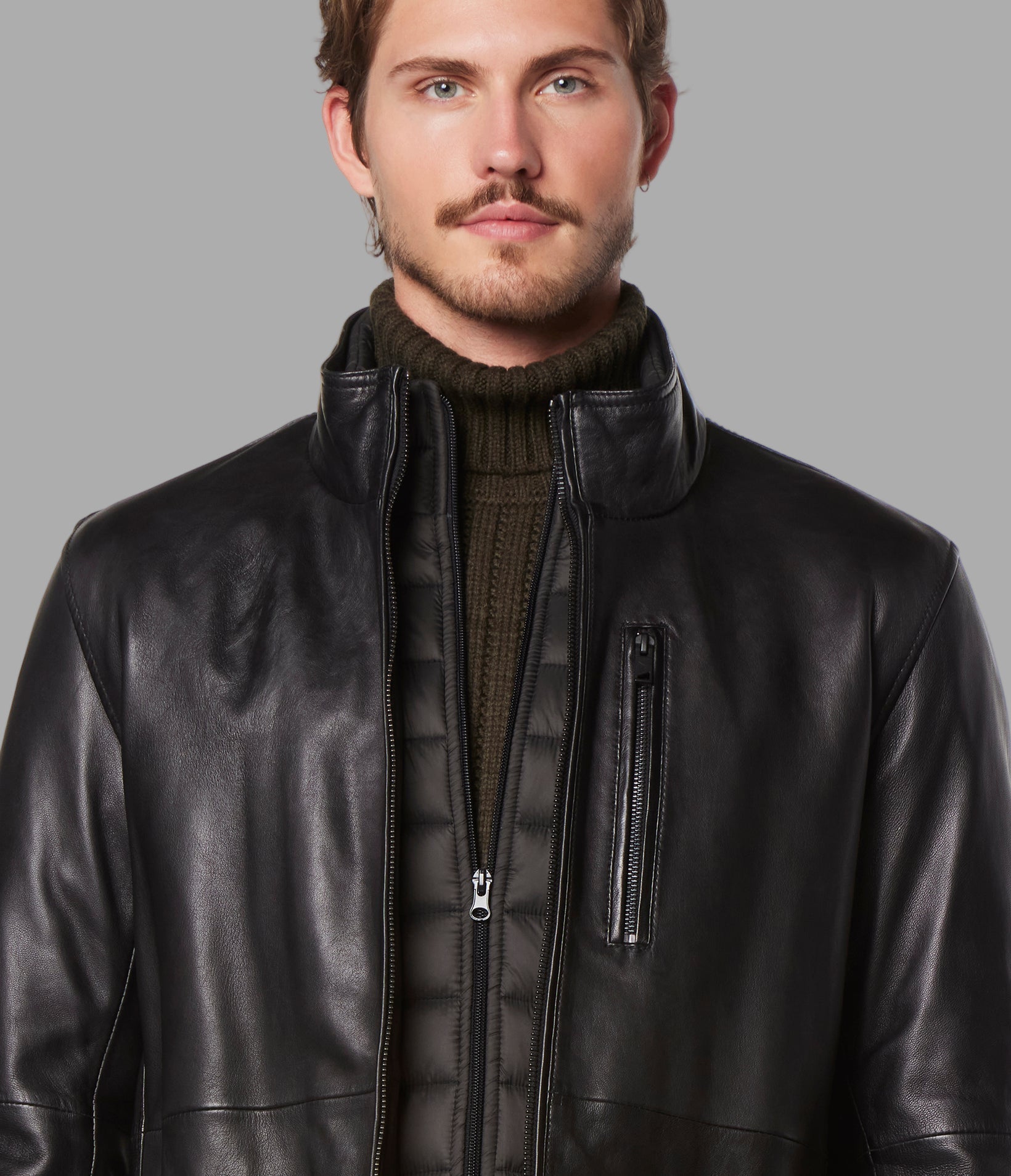 Wollman Leather Zip Up Jacket View 5 | Andrew Marc Collection