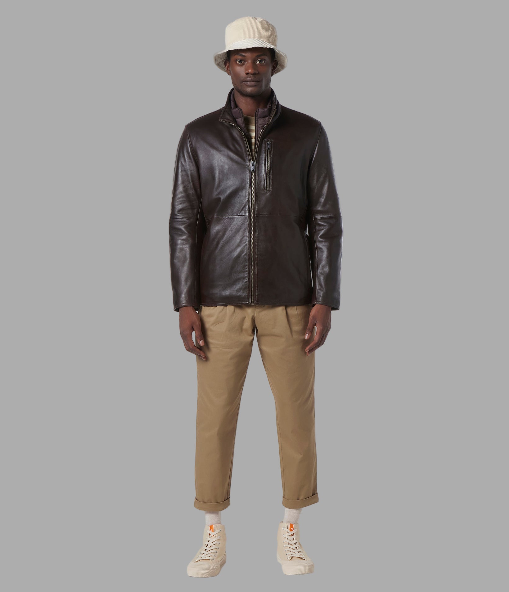 Wollman Leather Zip Up Jacket View 4 | Andrew Marc Collection