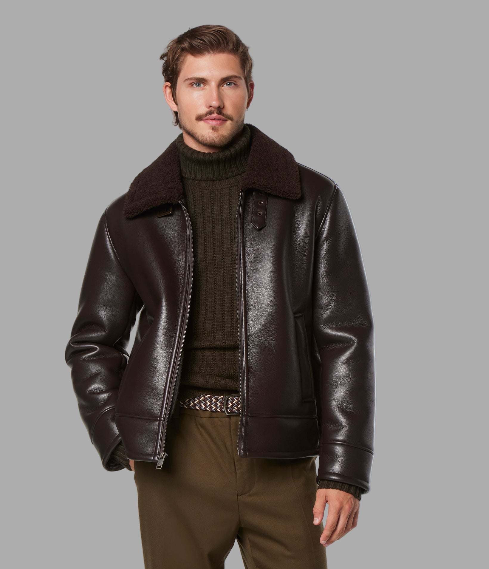 Cadman Faux Shearling Aviator Jacket View 2 | Andrew Marc Collection