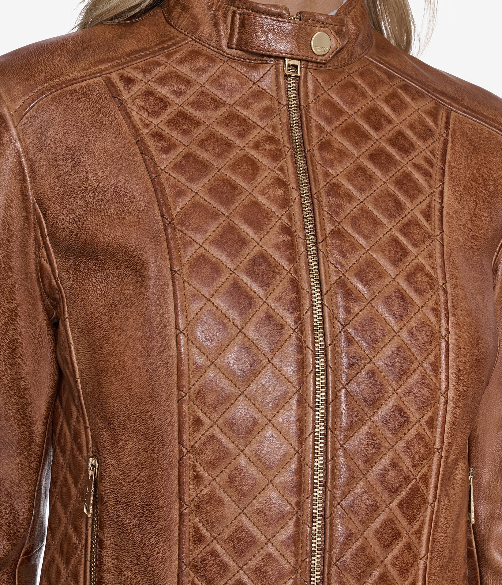 Marlette Quilted Leather Racer Jacket View 6 | Andrew Marc Collection