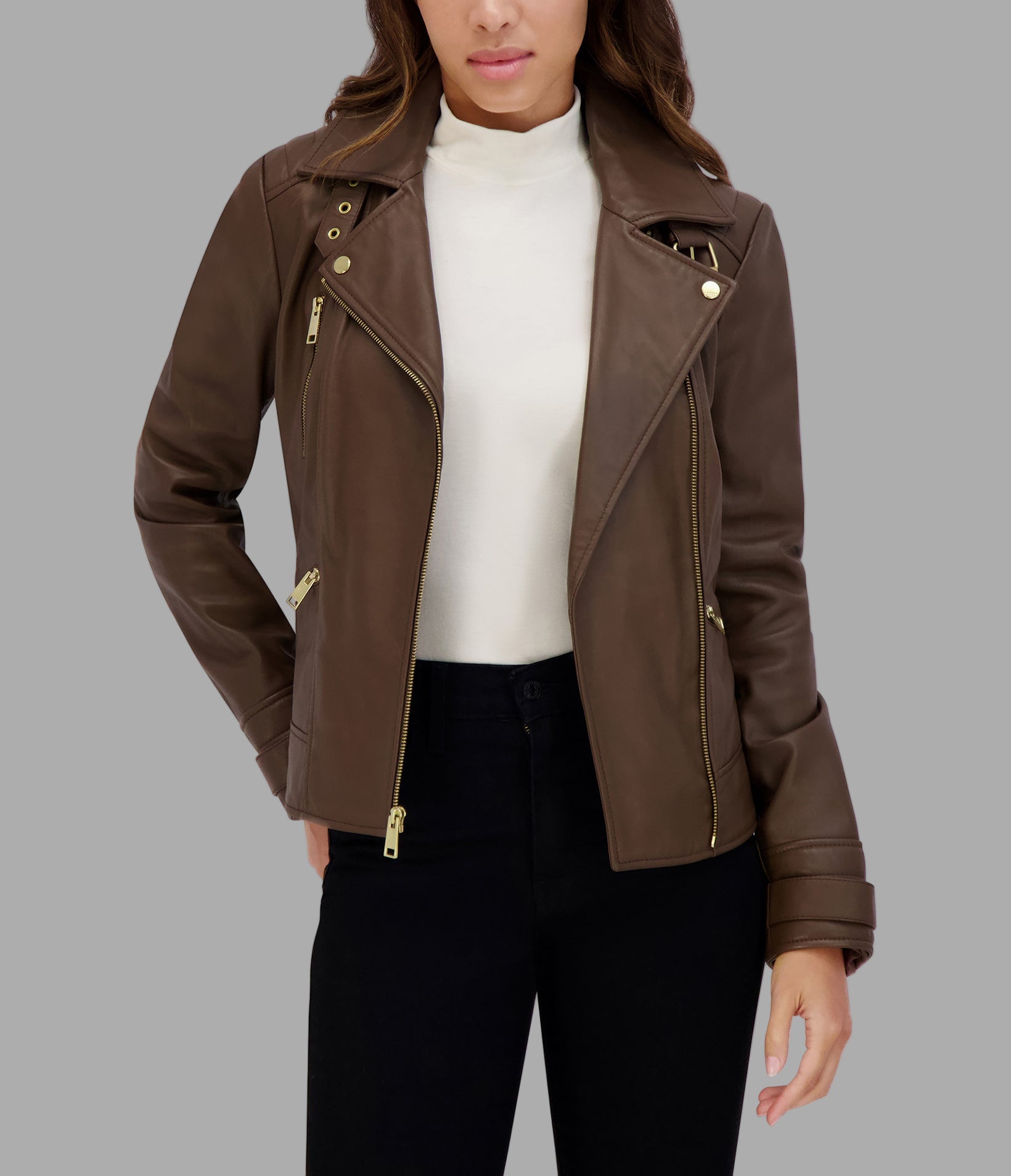 Salla Leather Moto Jacket View 4 | Women's Jackets & Coats