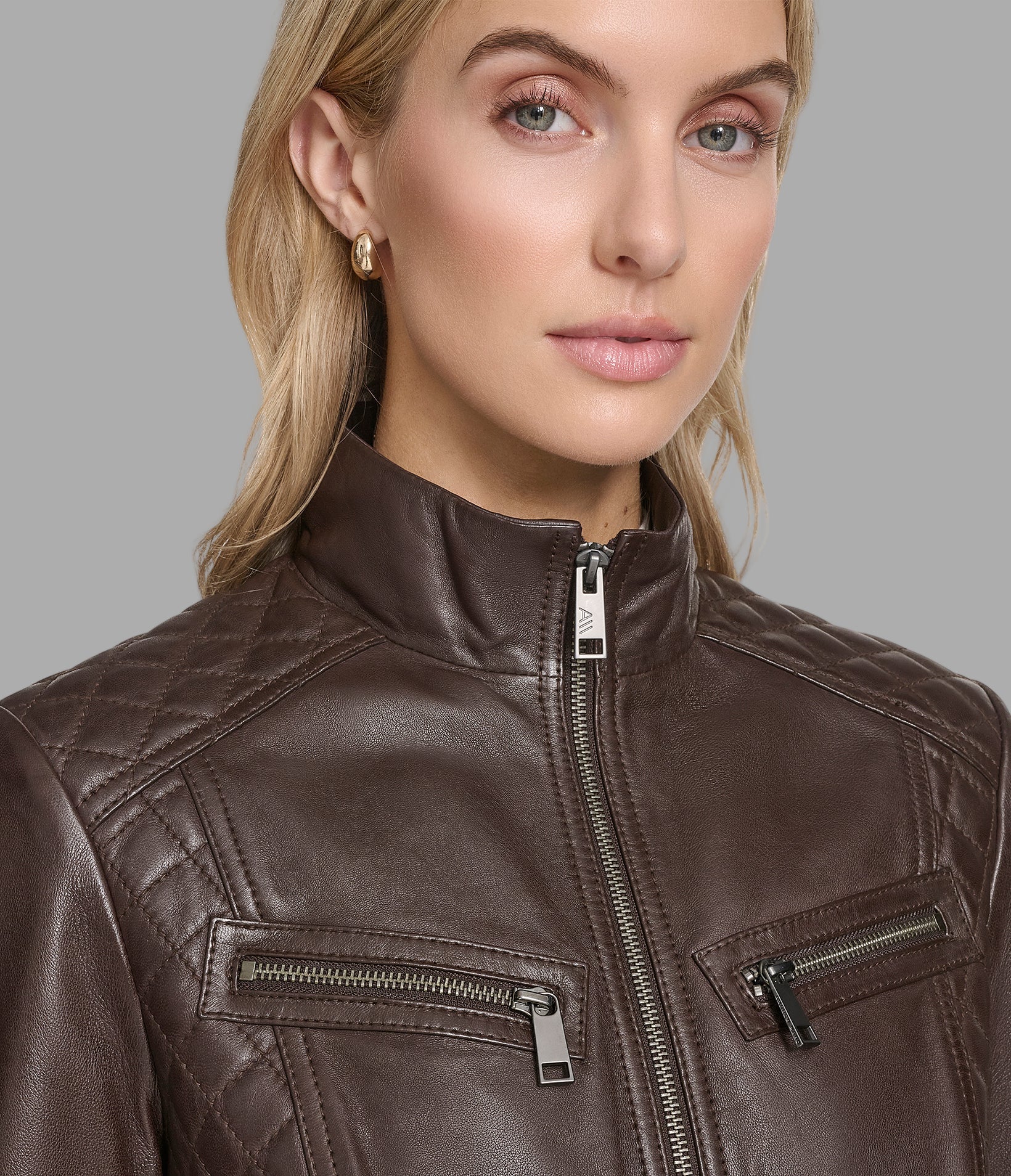 Mikel Leather Racer Jacket View 5 | Andrew Marc Collection