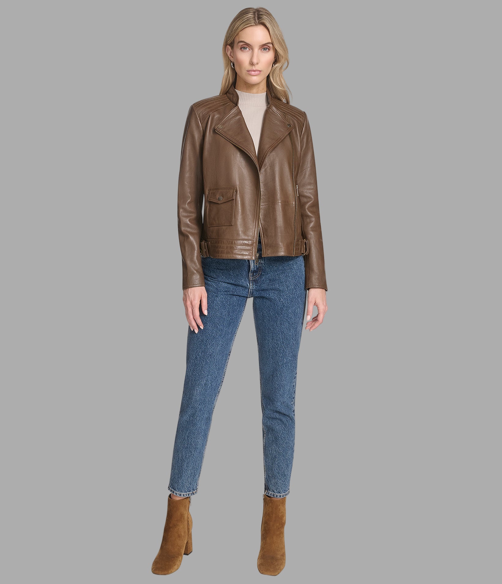 Frankie Leather Moto Jacket View 4 | Andrew Marc Collection