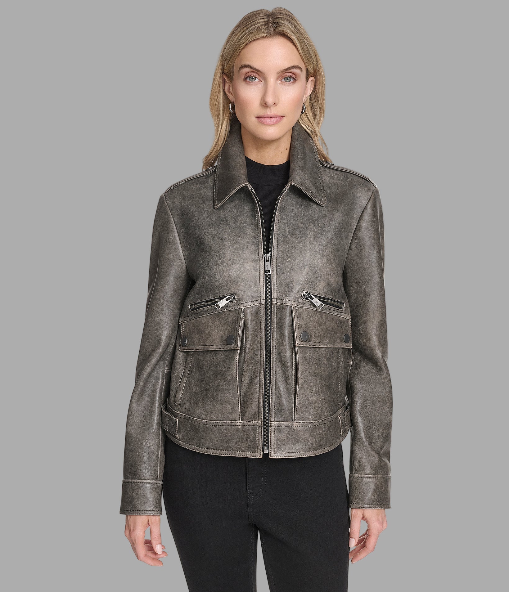 Addis Leather Aviator Jacket View 1 | Andrew Marc Collection