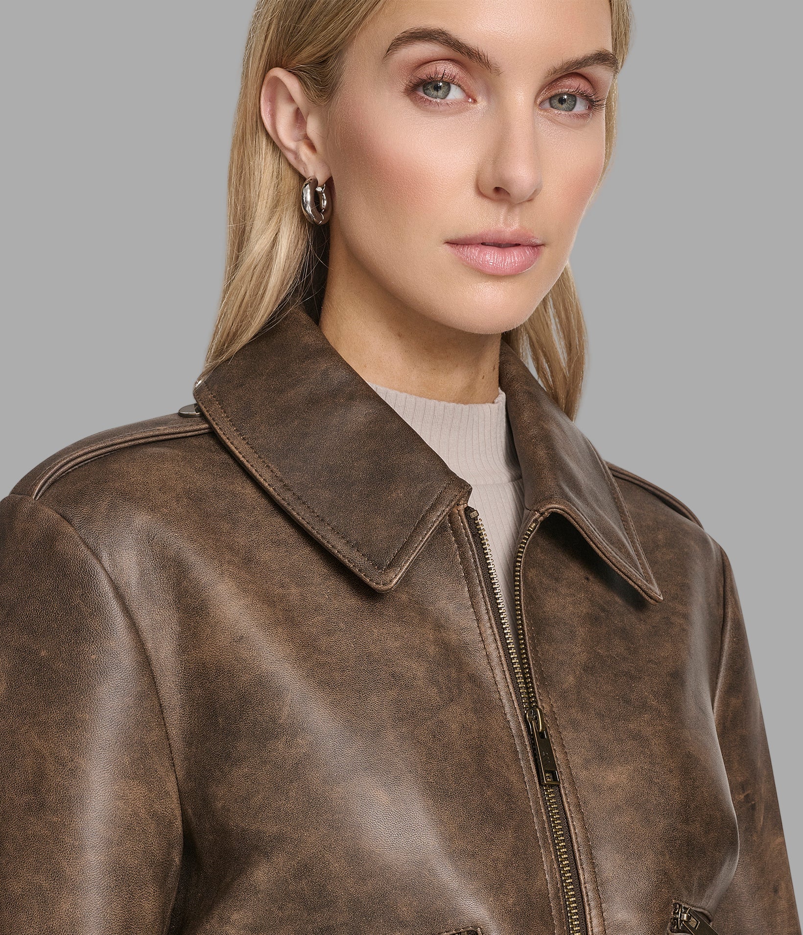 Addis Leather Aviator Jacket View 5 | Women's Jackets & Coats