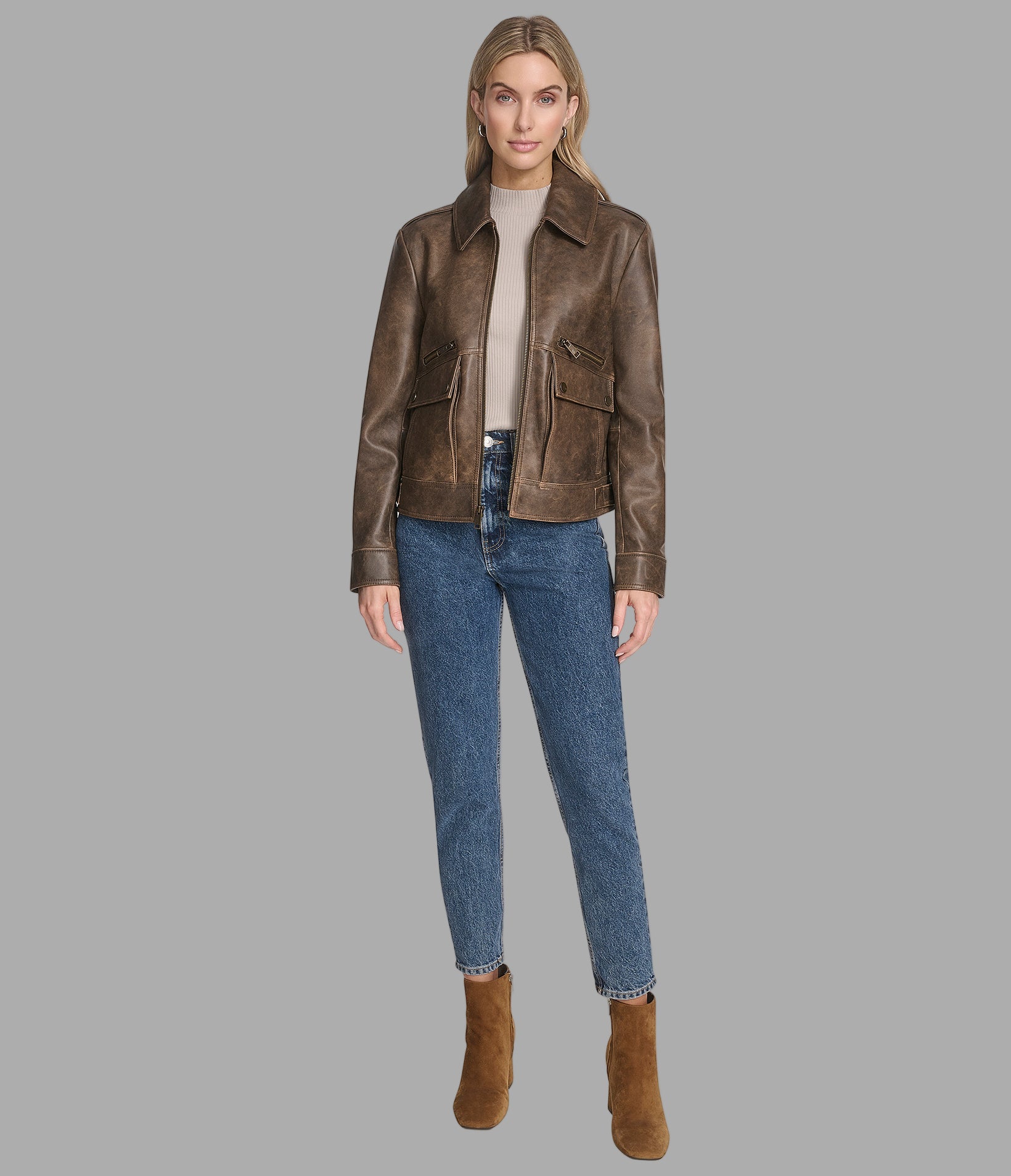Addis Leather Aviator Jacket View 4 | Women's Jackets & Coats