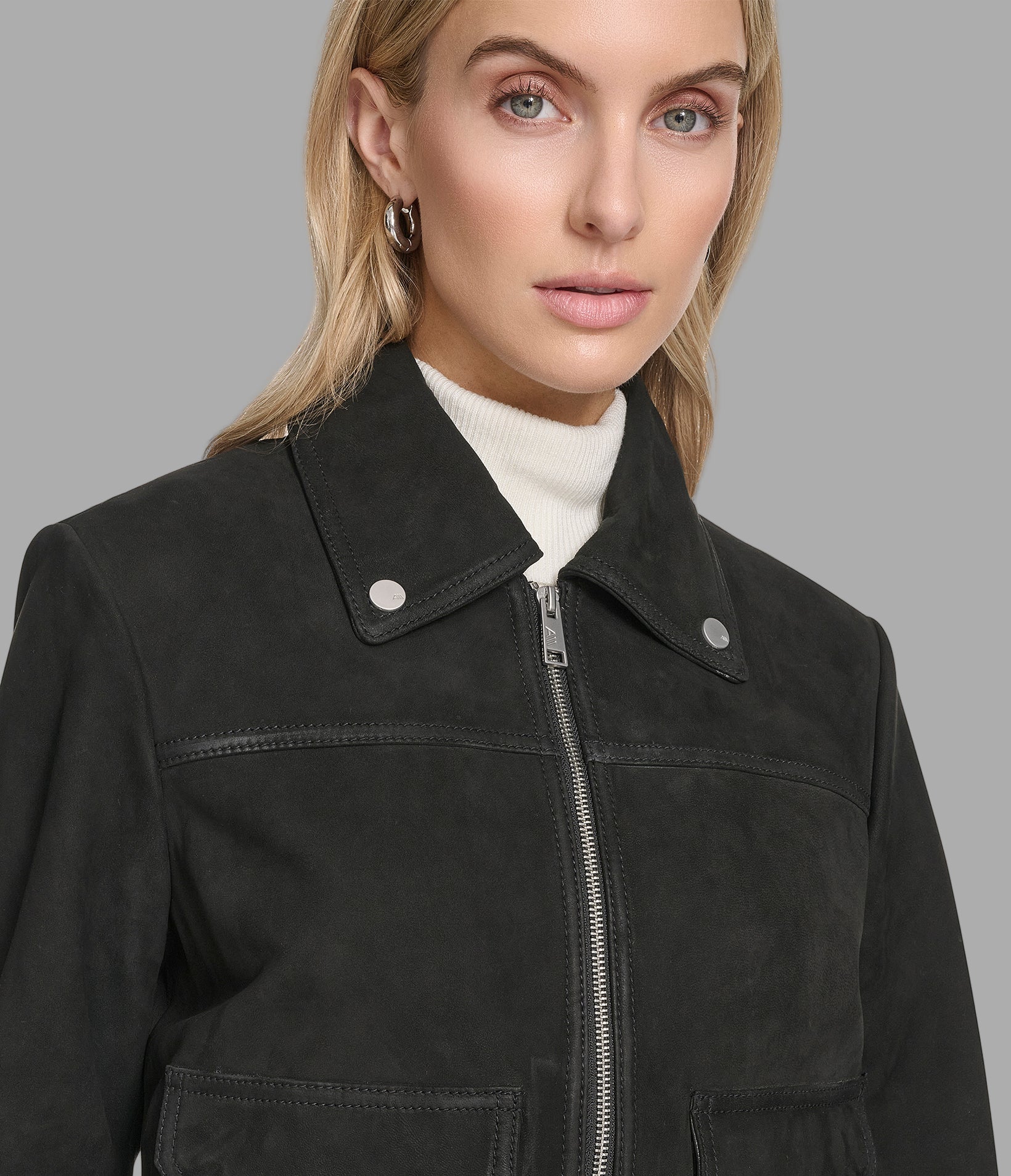 Lunetta Leather Trucker Jacket View 5 | Andrew Marc Collection
