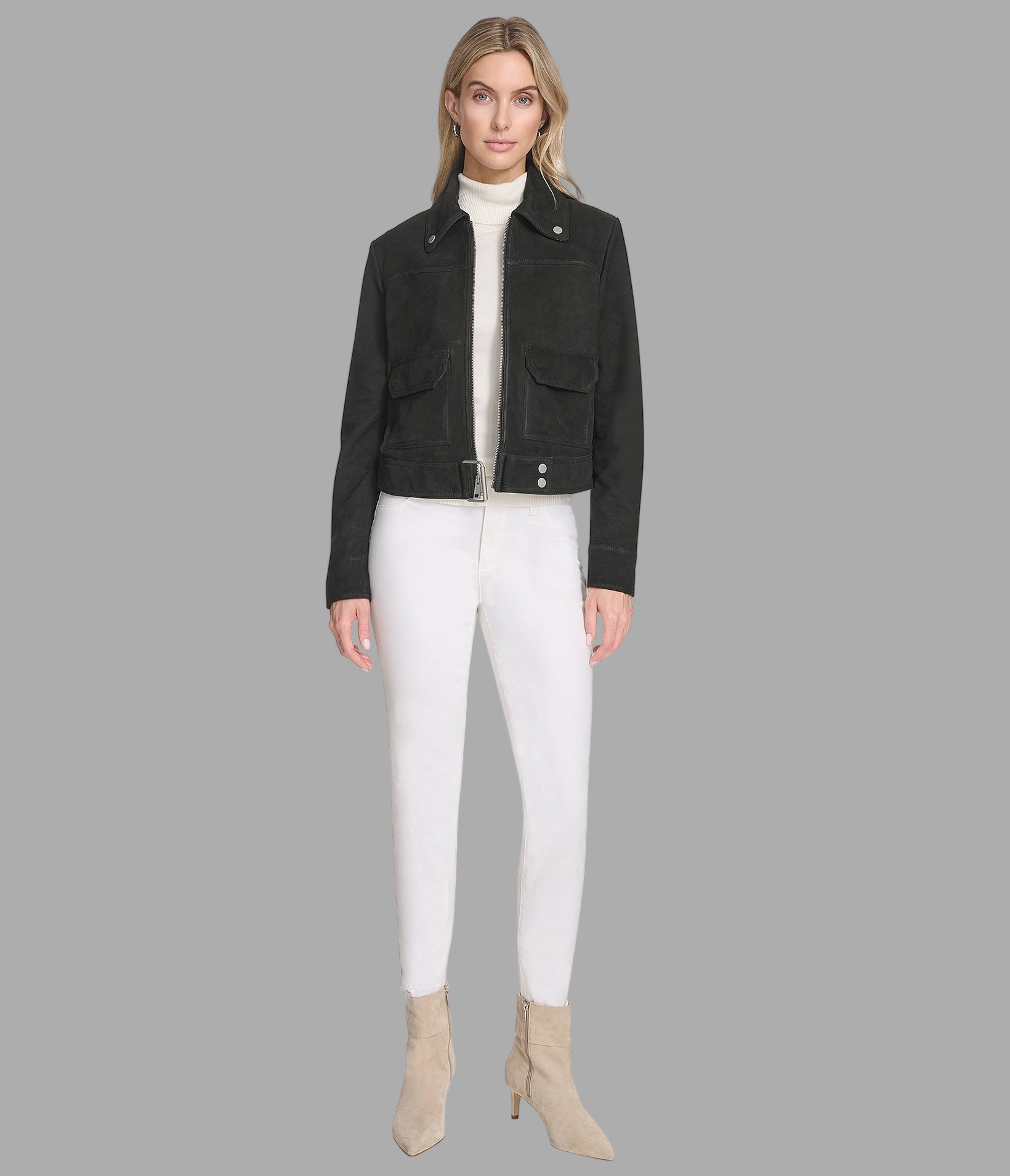 Lunetta Leather Trucker Jacket View 4 | Andrew Marc Collection