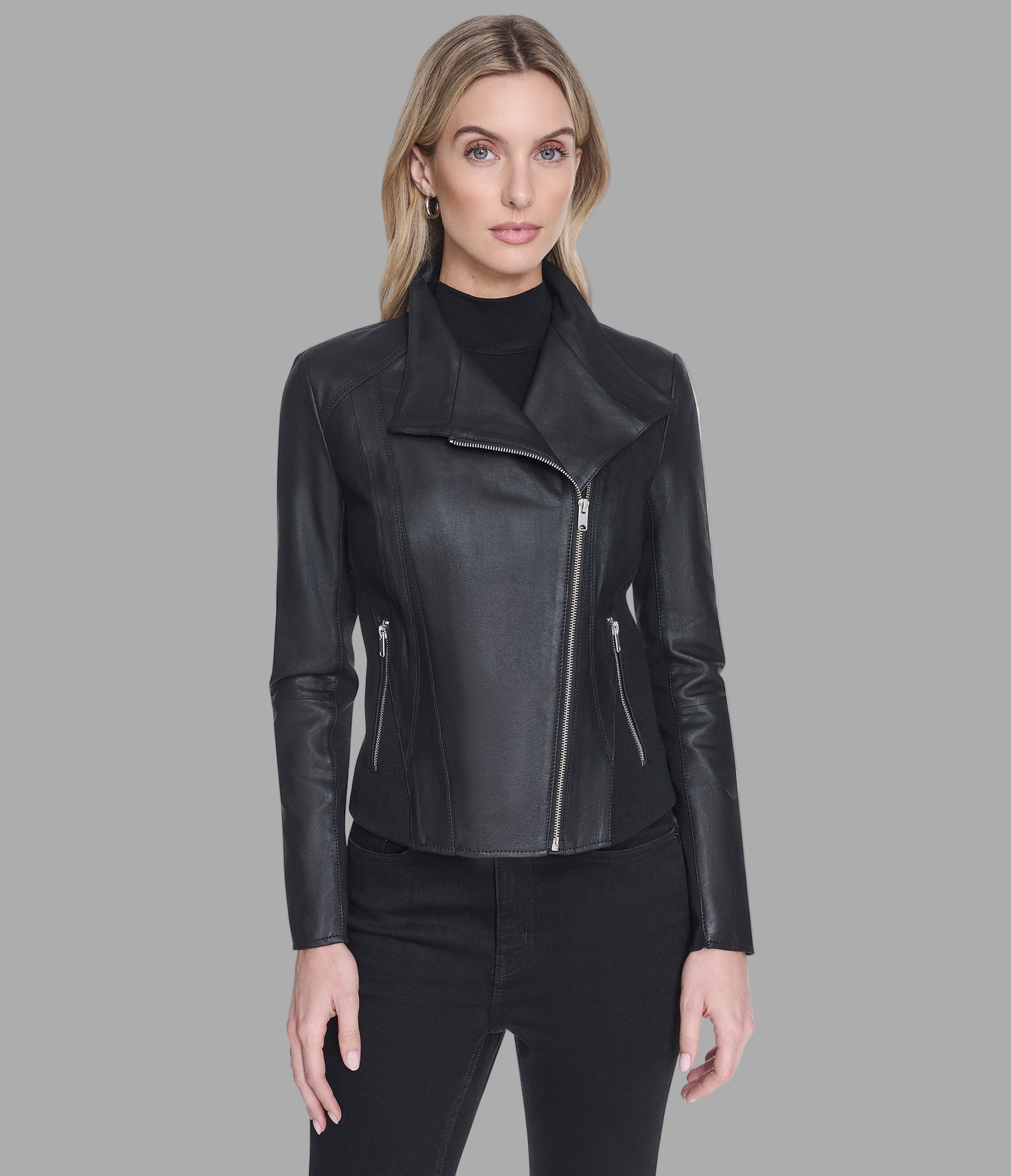 Felix Asymmetrical Leather Moto Jacket View 1 | Women's Jackets & Coats