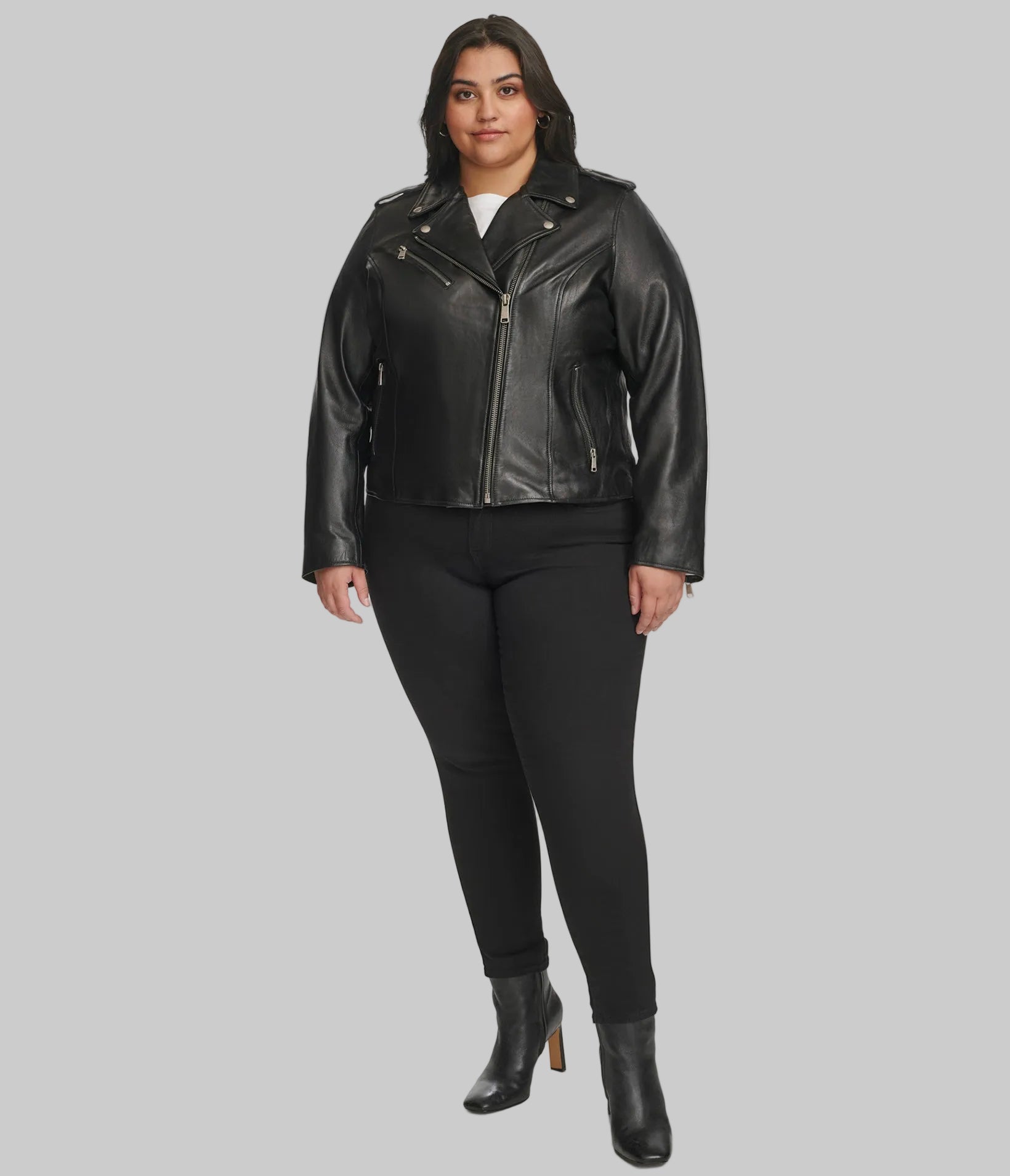 Plus Size Madeline Asymmetrical Leather Jacket View 4 | Women's Leather