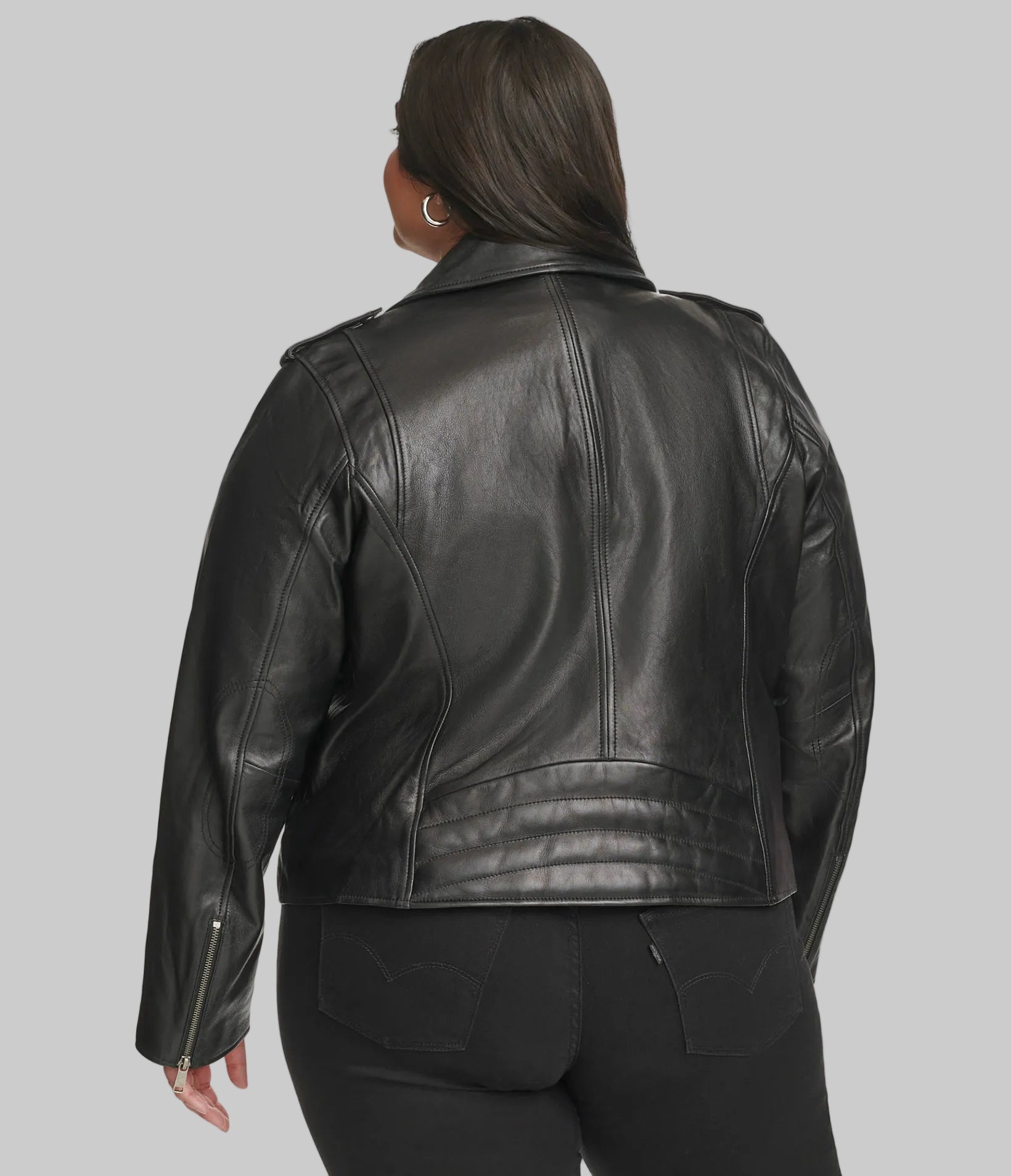 Plus Size Madeline Asymmetrical Leather Jacket View 3 | Women's Leather