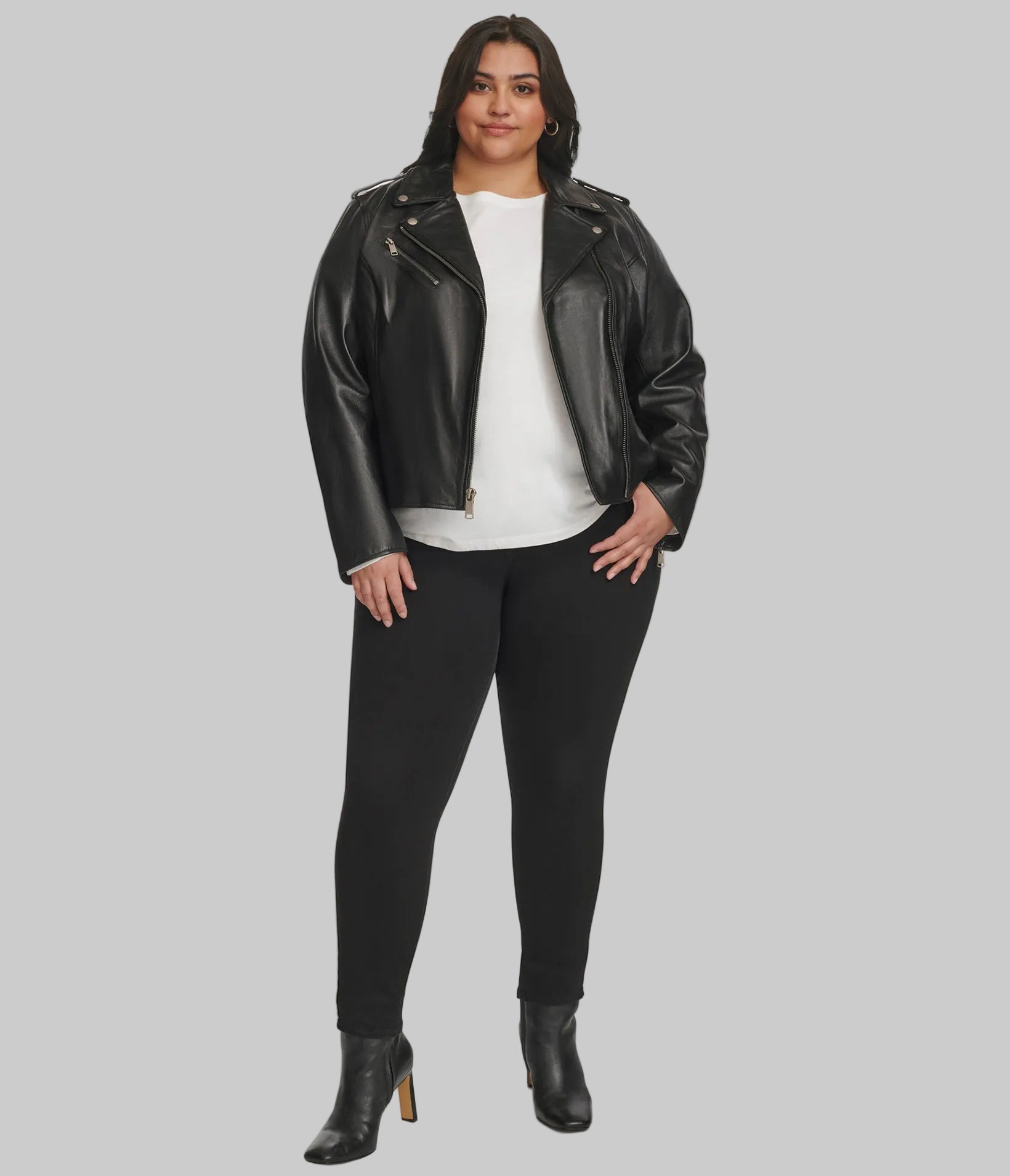 Plus Size Madeline Asymmetrical Leather Jacket View 6 | Women's Leather