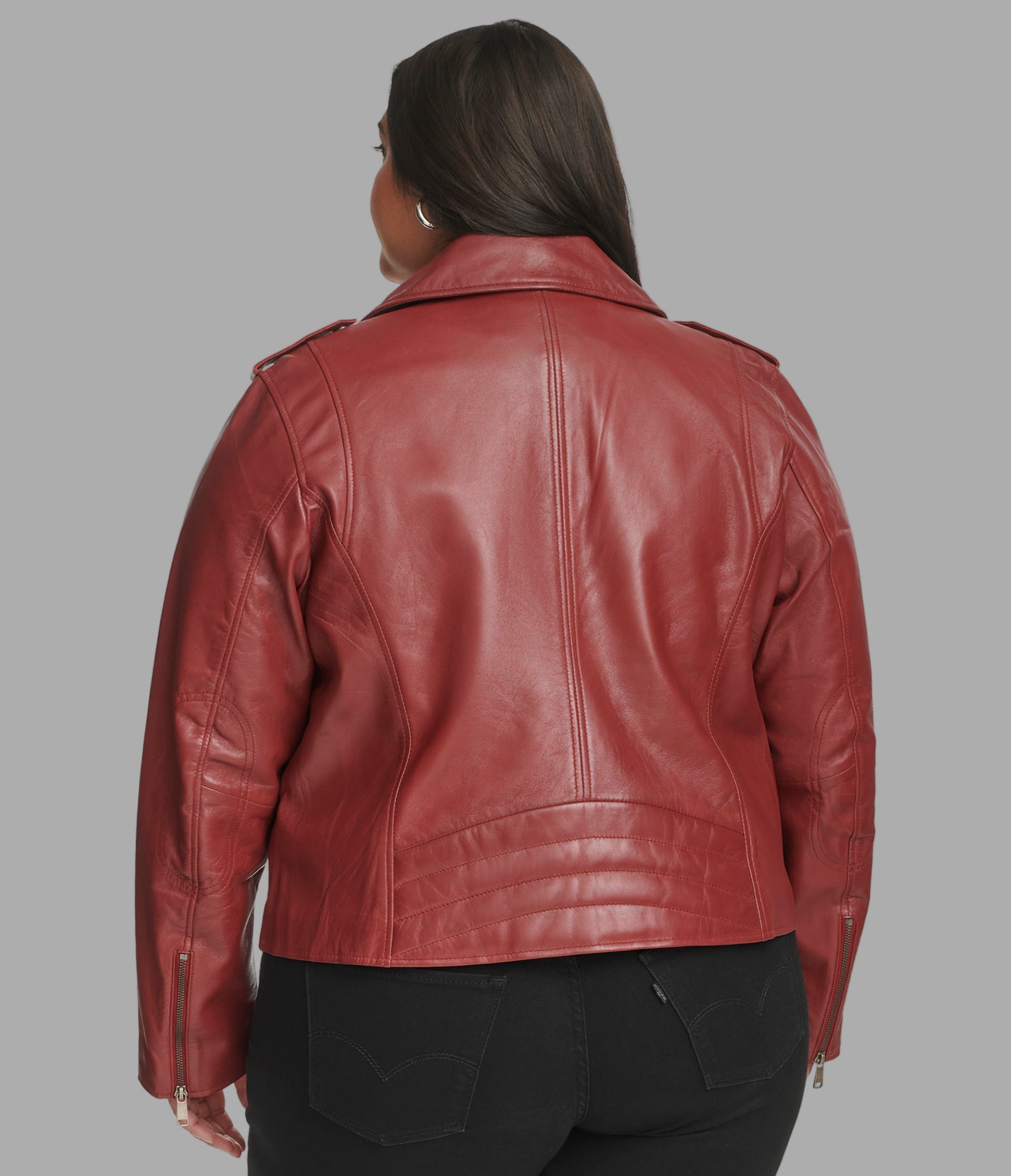 Plus Size Madeline Asymmetrical Leather Jacket Wilsons Leather