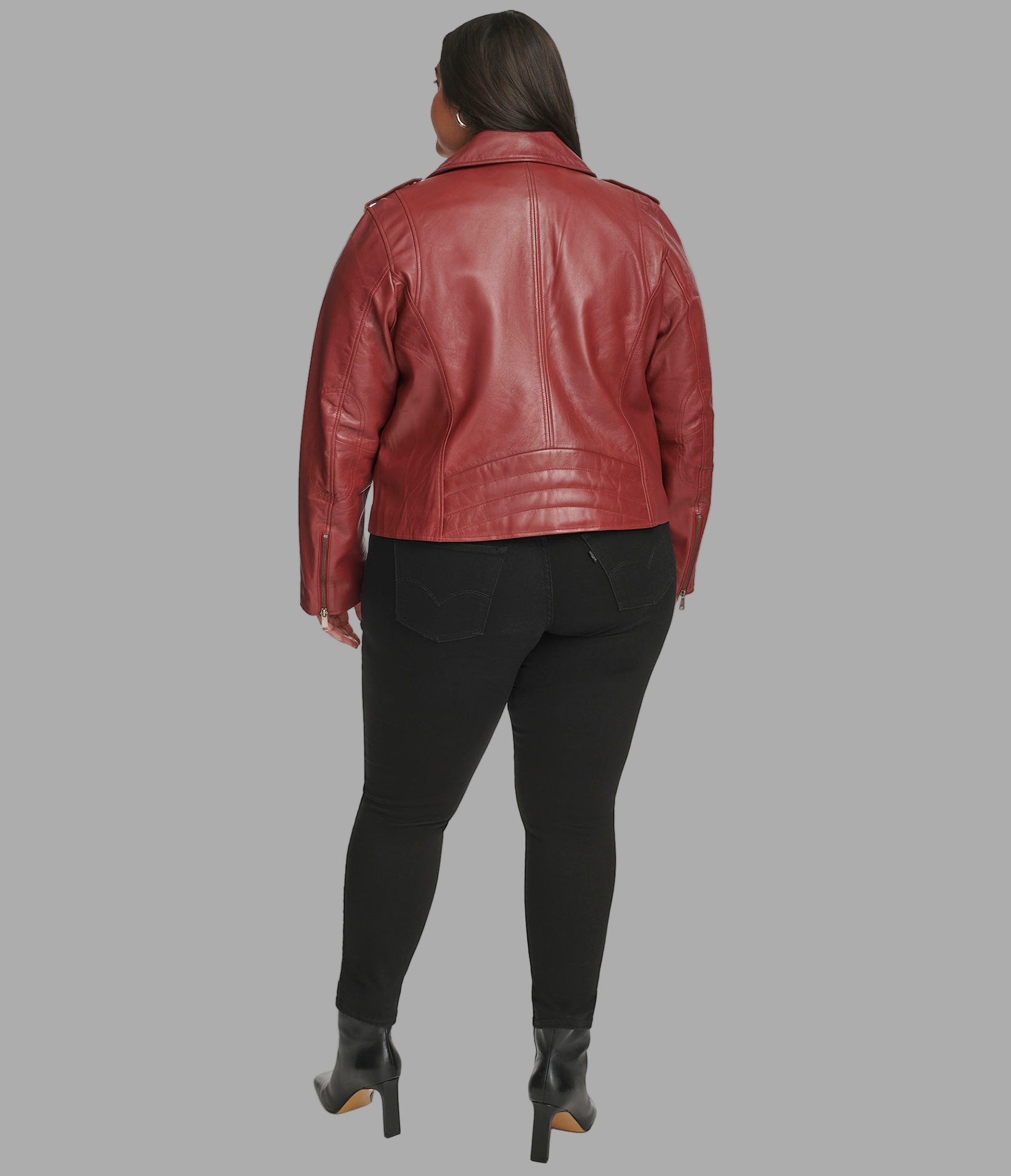 Plus Size Madeline Asymmetrical Leather Jacket View 5 | Women's Jackets & Coats