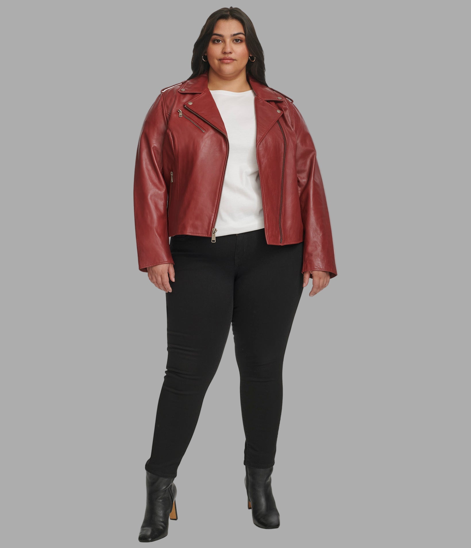 Plus Size Madeline Asymmetrical Leather Jacket View 4 | Women's Jackets & Coats