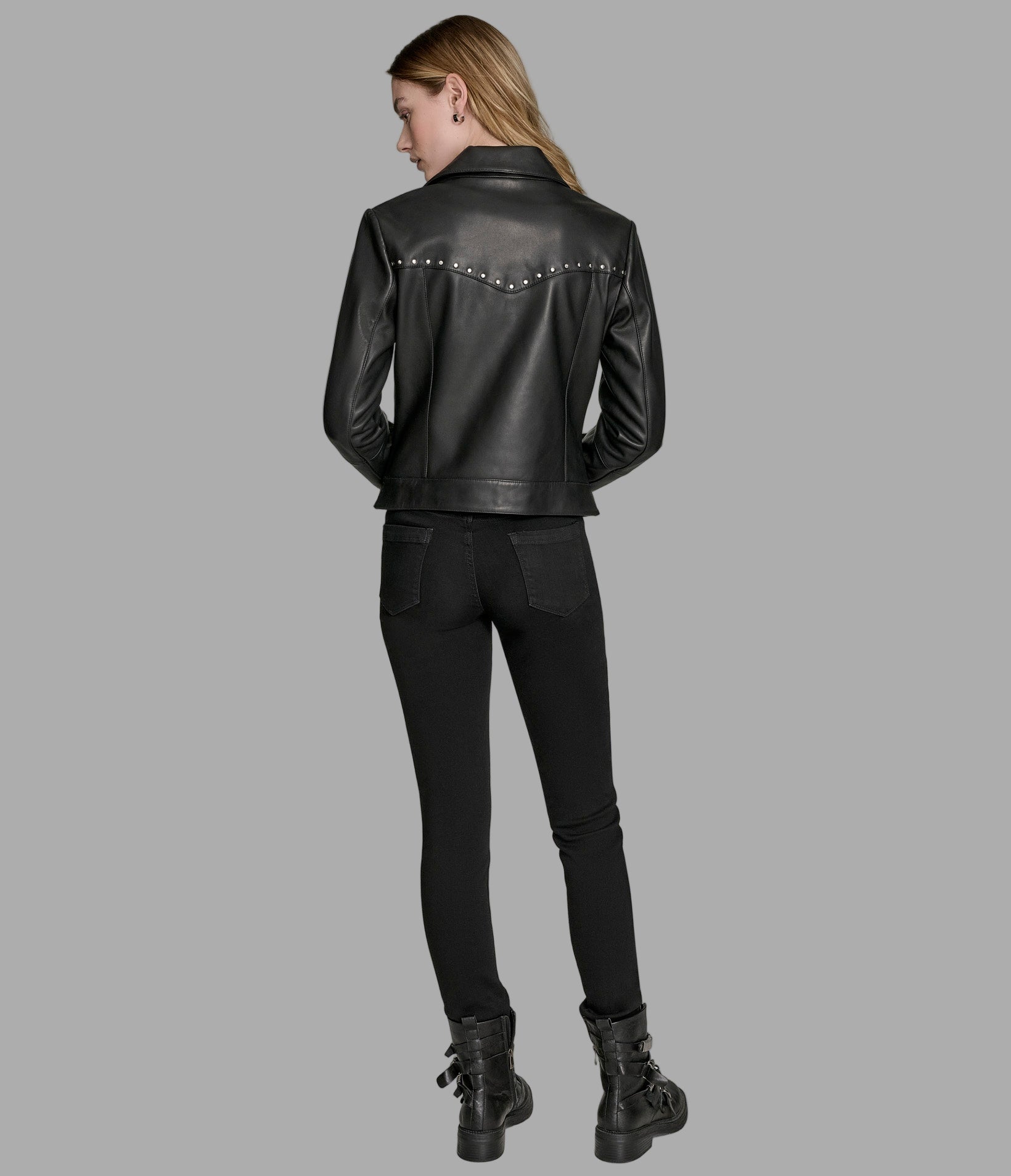 Addie Studded Asymmetric Moto Leather Jacket View 2 | Women's Jackets & Coats