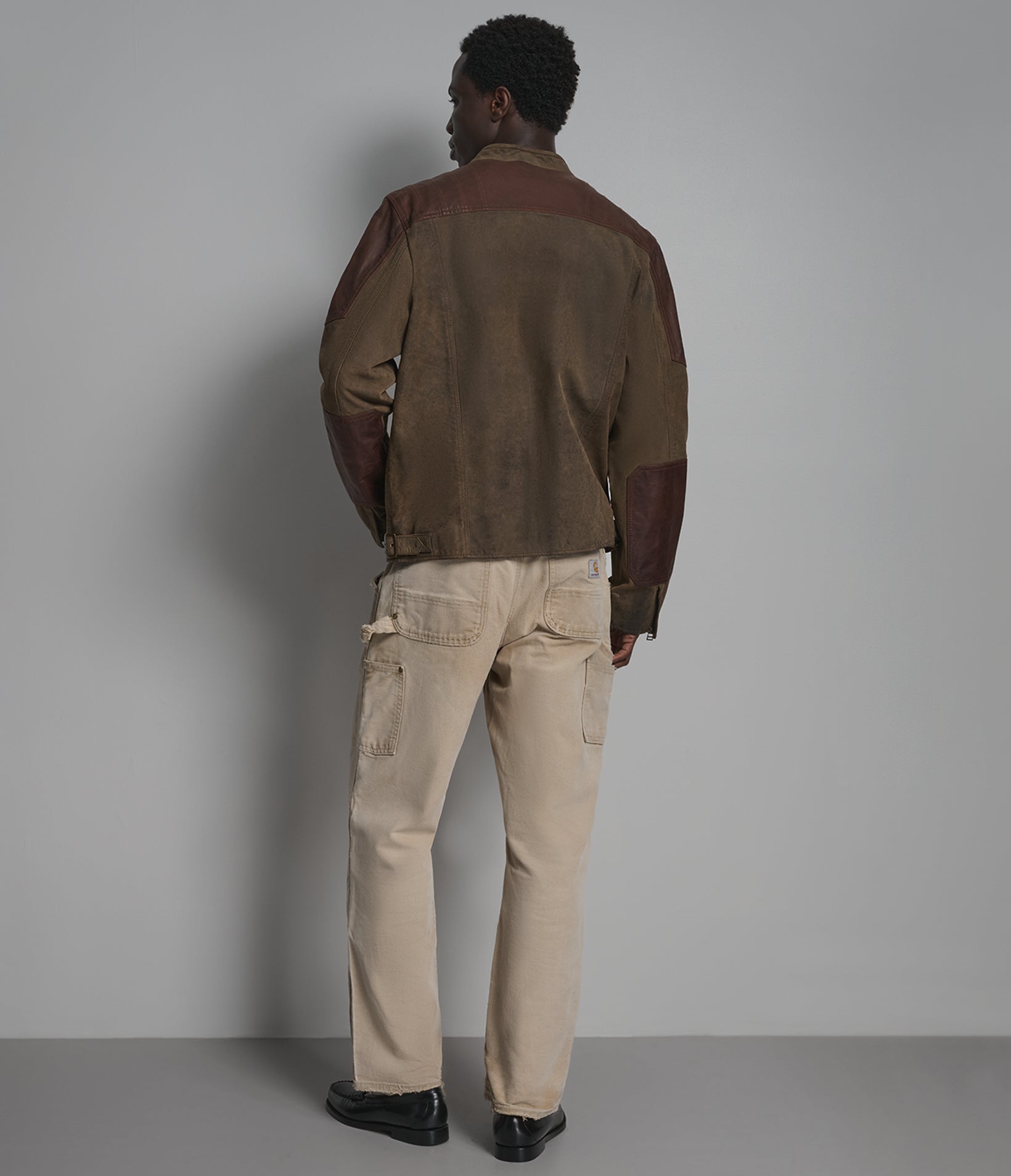 Dallas Vintage Leather Color-Block Moto Jacket View 3 | Men's Jackets & Coats