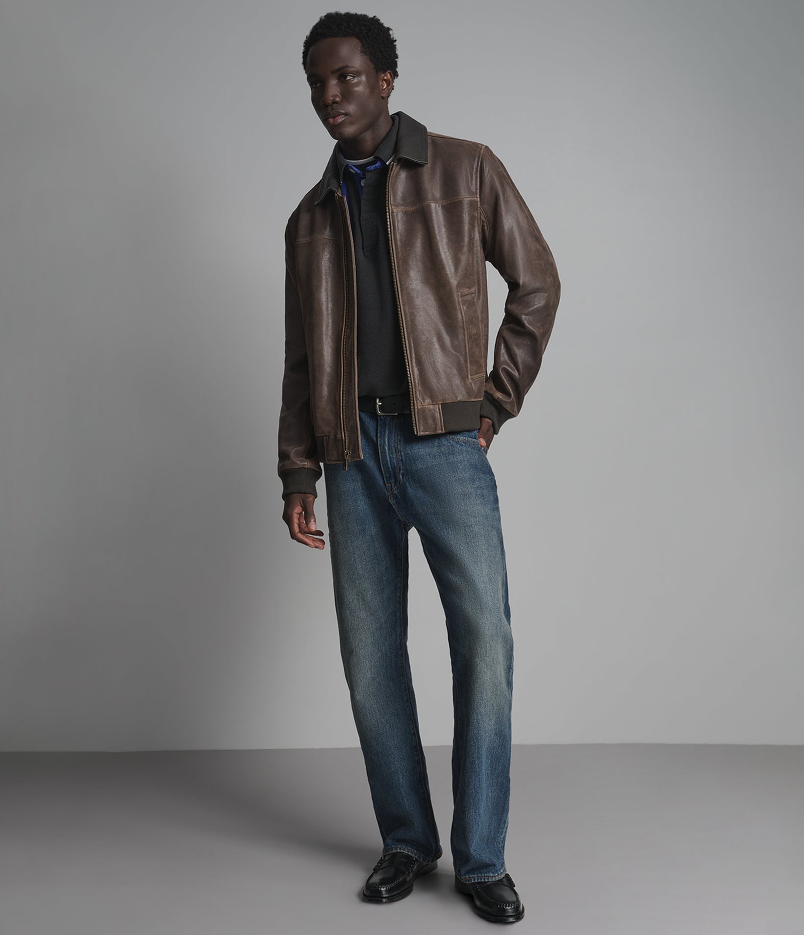 Ryder Leather Color-Blocked Vintage Bomber Jacket View 4 | Men's Jackets Under $200