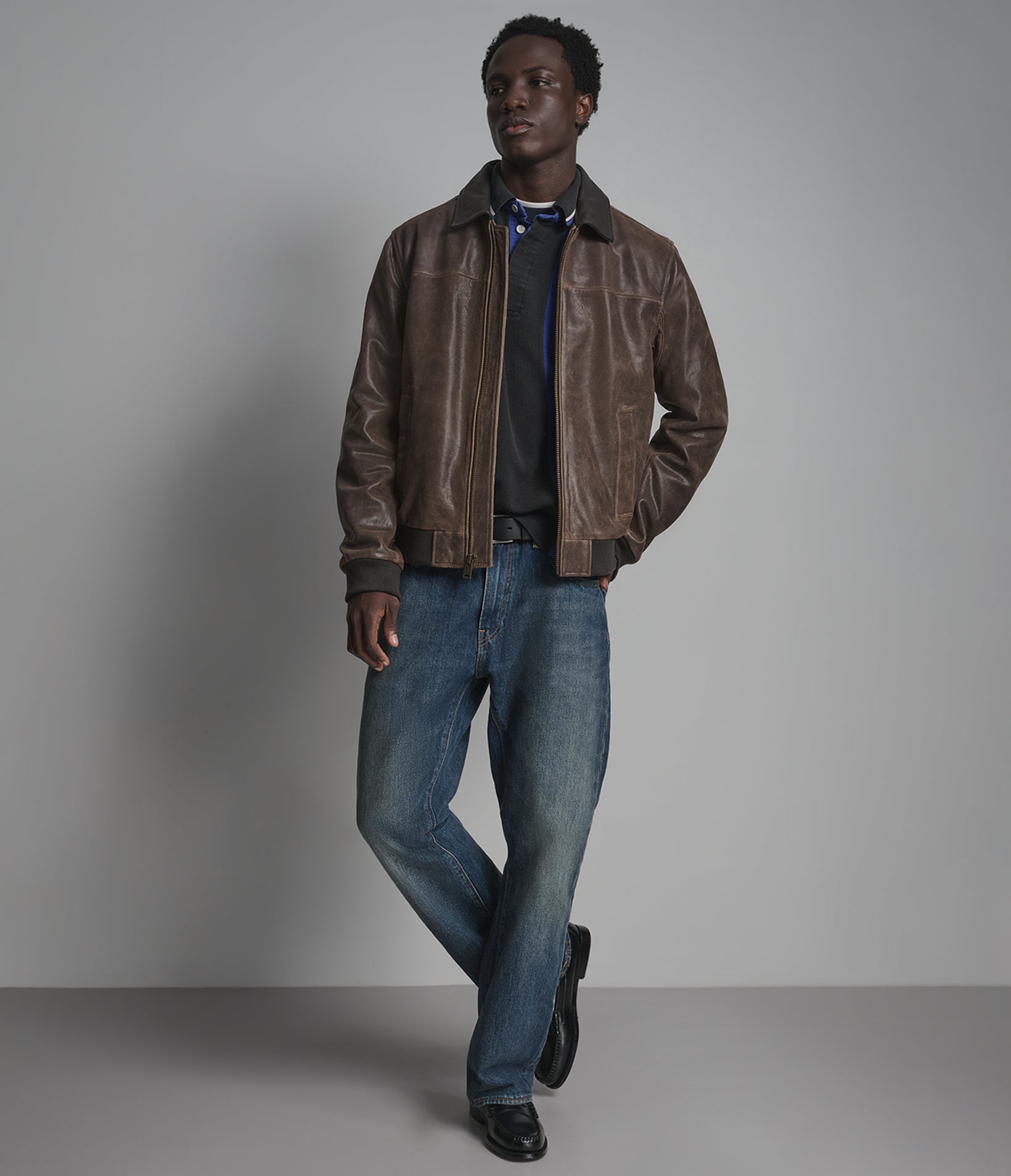 Ryder Leather Color-Blocked Vintage Bomber Jacket View 5 | Men's Jackets Under $200