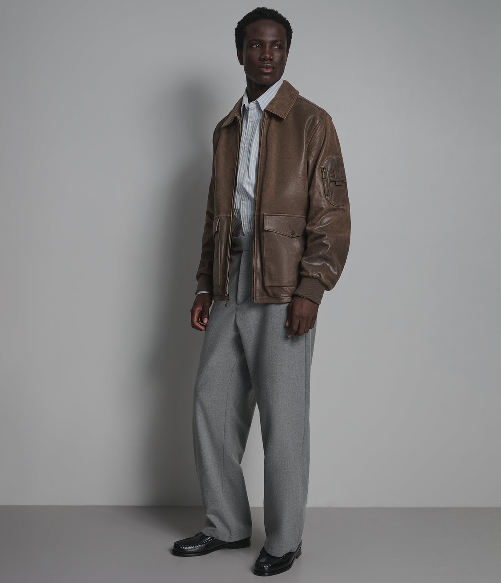 Damian Vintage Leather Bomber Jacket View 5 | Men's Jackets & Coats