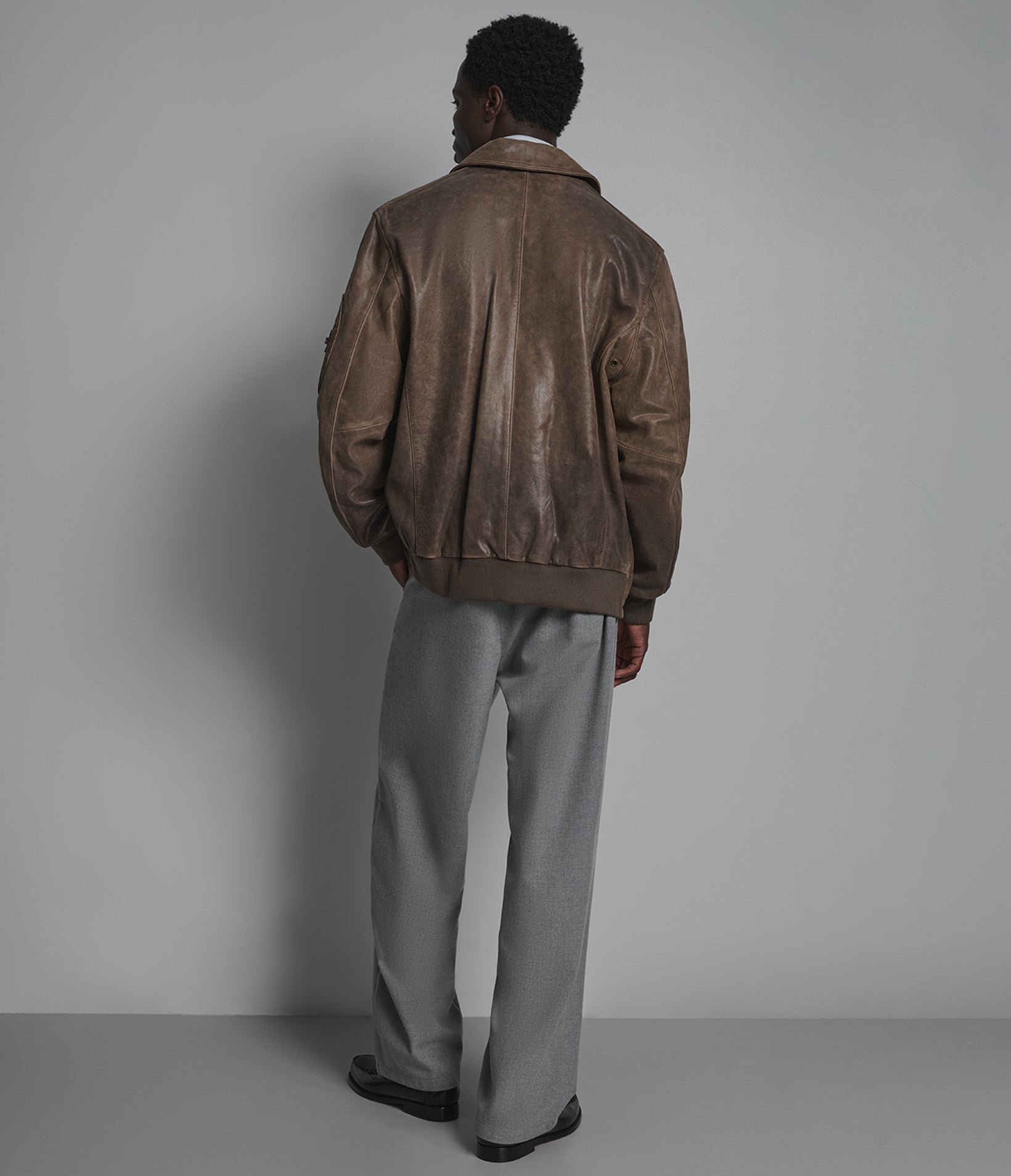 Damian Vintage Leather Bomber Jacket View 3 | Men's Jackets & Coats