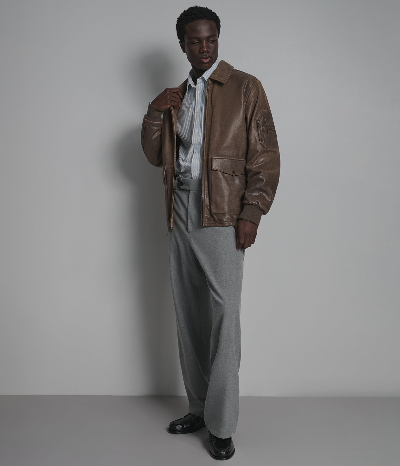 Damian Vintage Leather Bomber Jacket View 4 | Men's Jackets & Coats