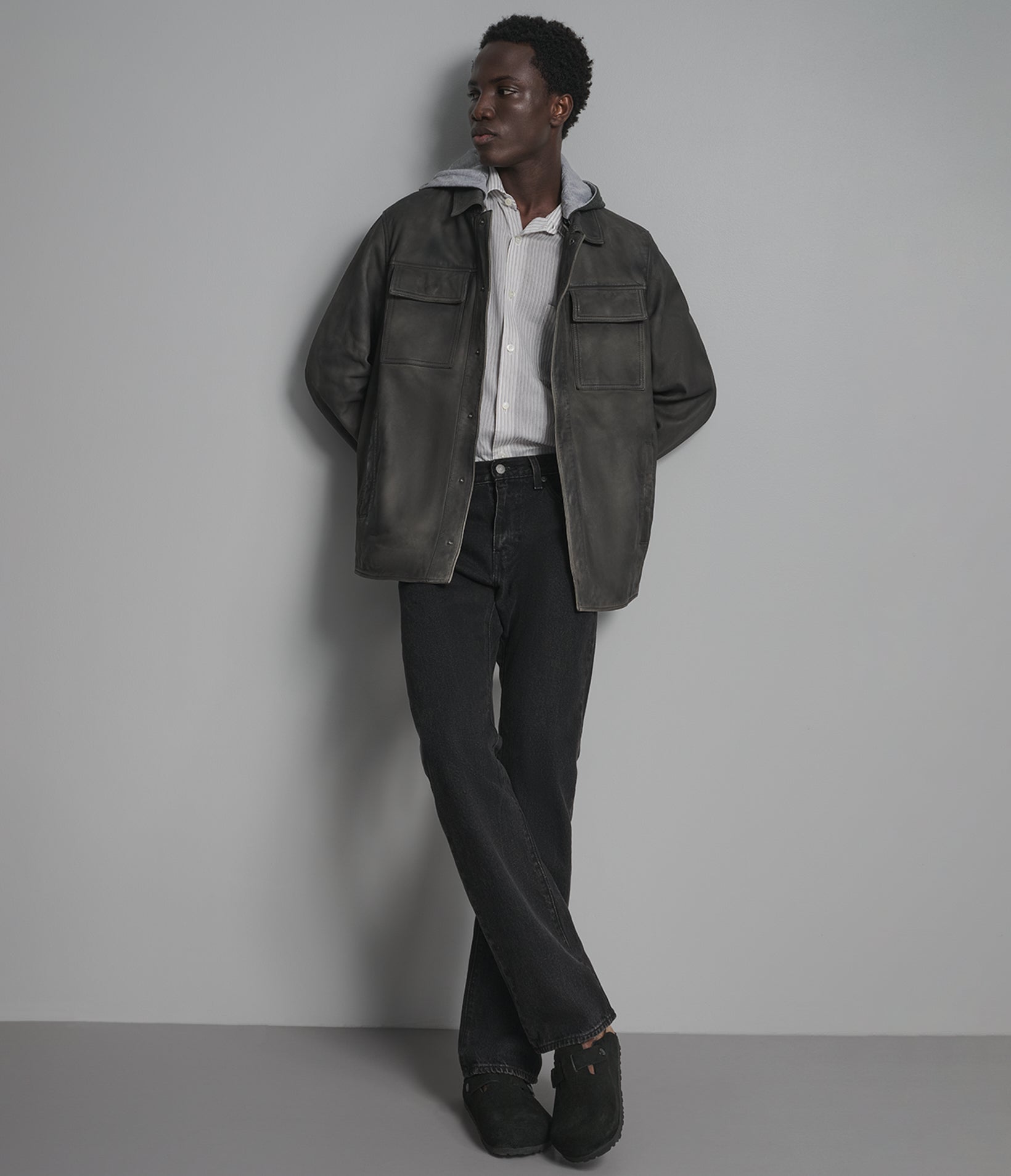 Atlas Vintage Hooded Leather Shirt Jacket | Wilsons Leather