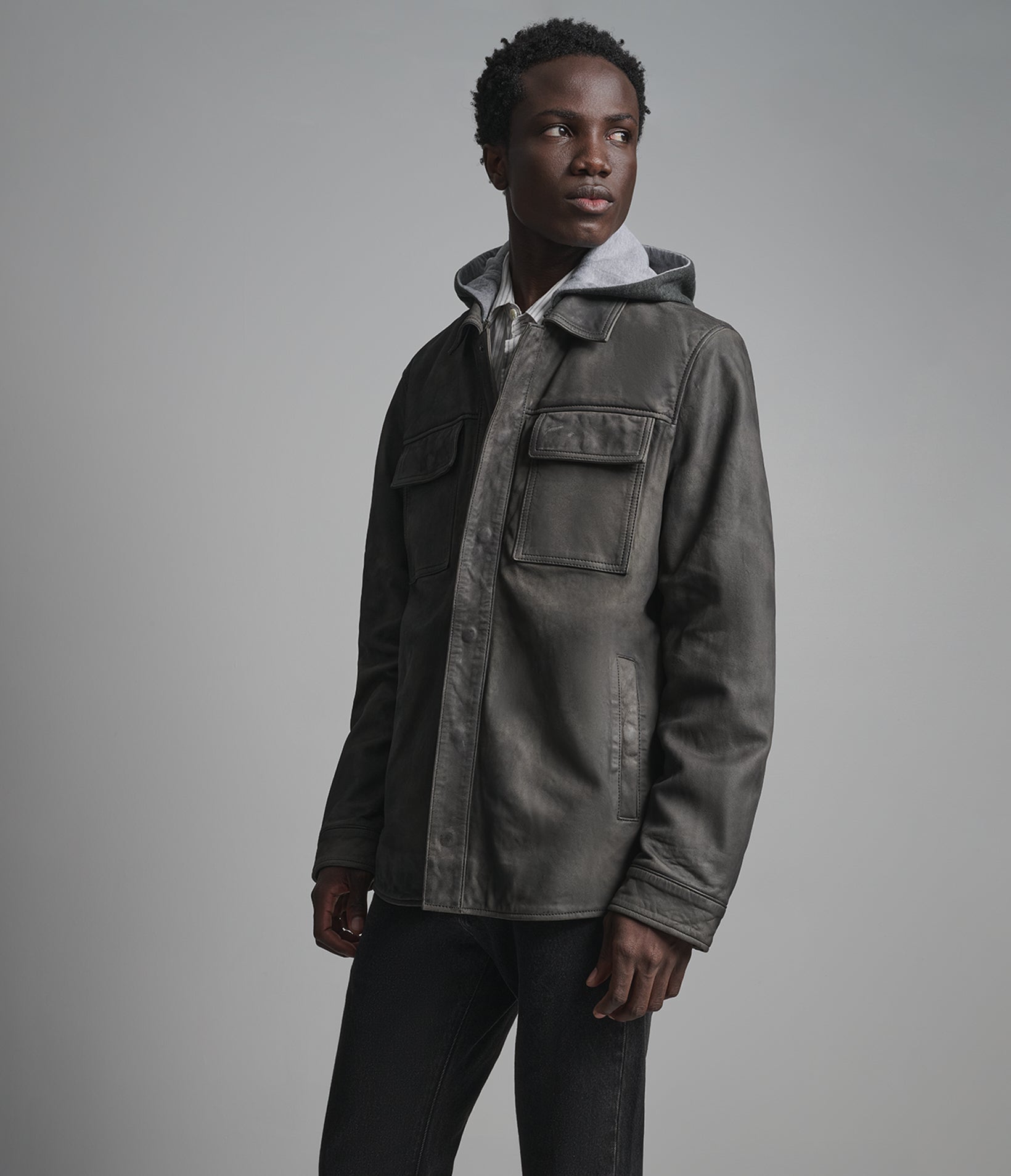 Atlas Vintage Hooded Leather Shirt Jacket View 6 | Men's Vintage Collection