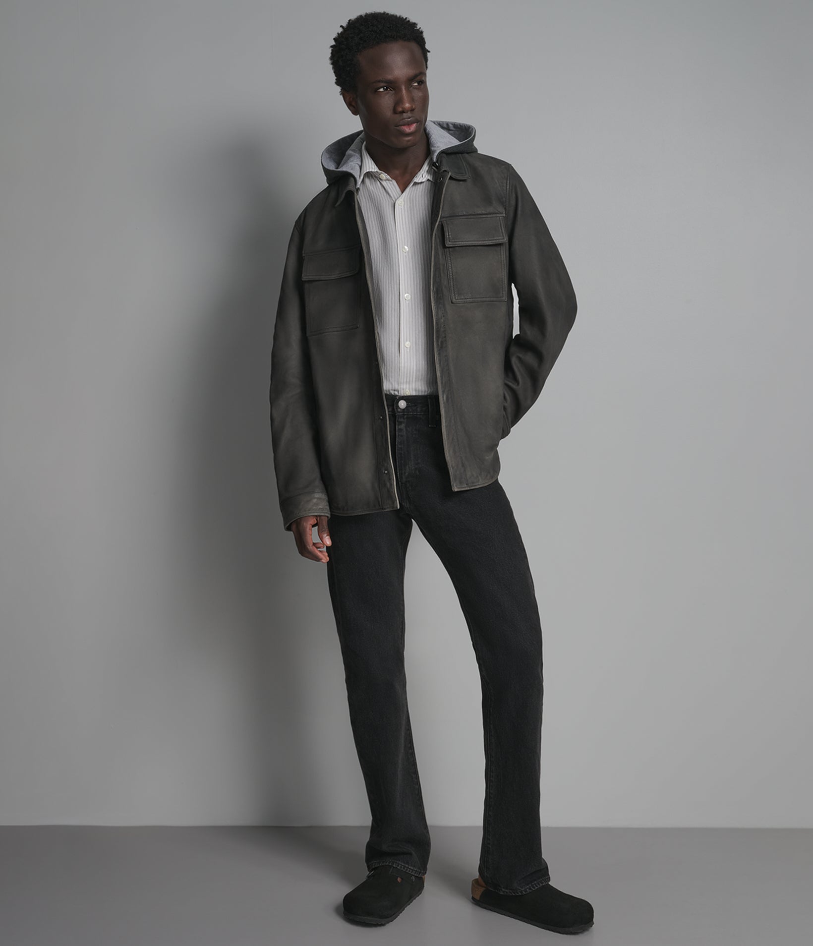 Atlas Vintage Hooded Leather Shirt Jacket | Wilsons Leather