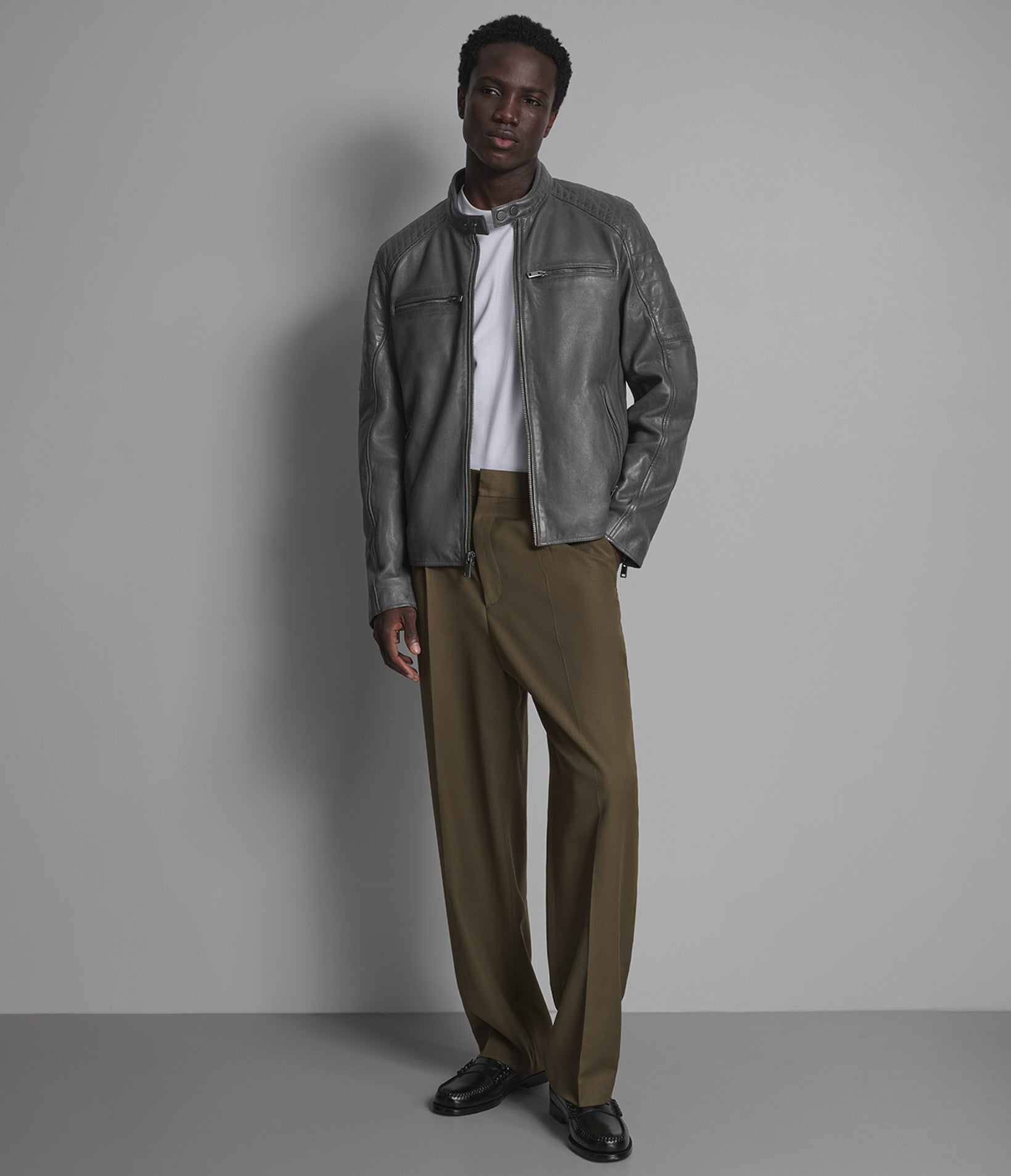 Lance Collarless Leather Moto Jacket View 5 | Men's Jackets Under $200