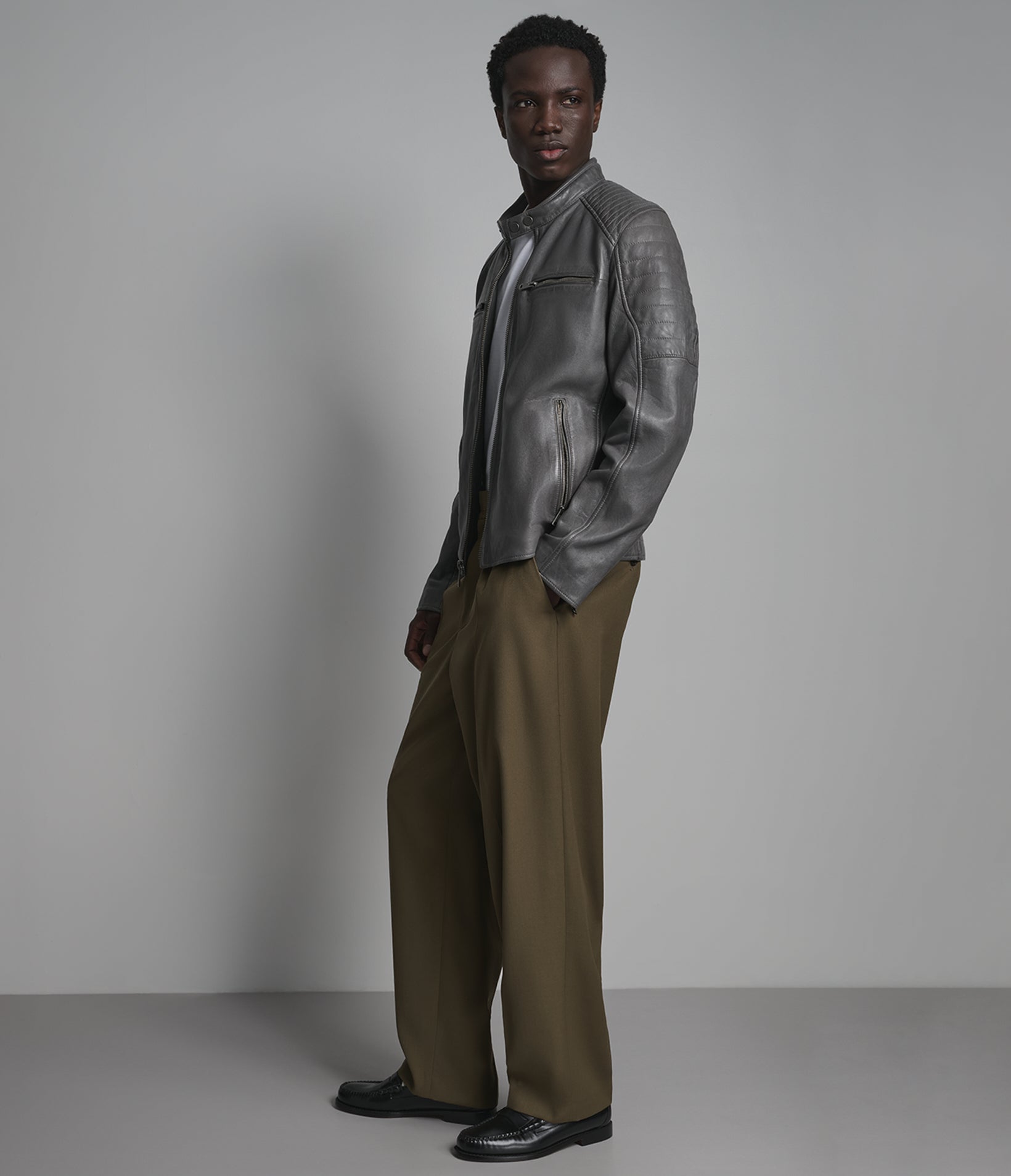 Lance Collarless Leather Moto Jacket | Wilsons Leather