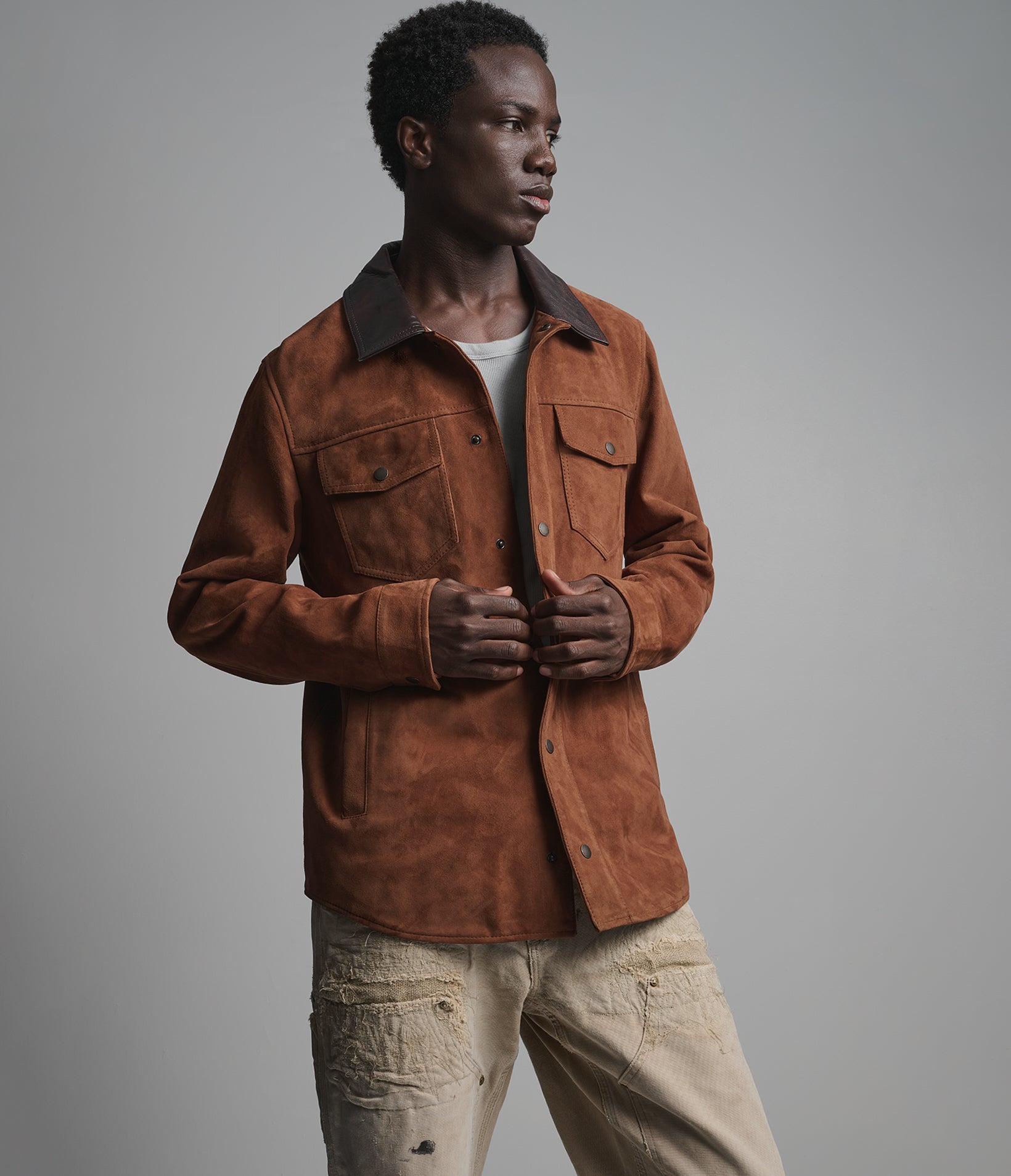 ZION VINTAGE SUEDE SHIRT JACKET View 4 | Men's Suede Jackets