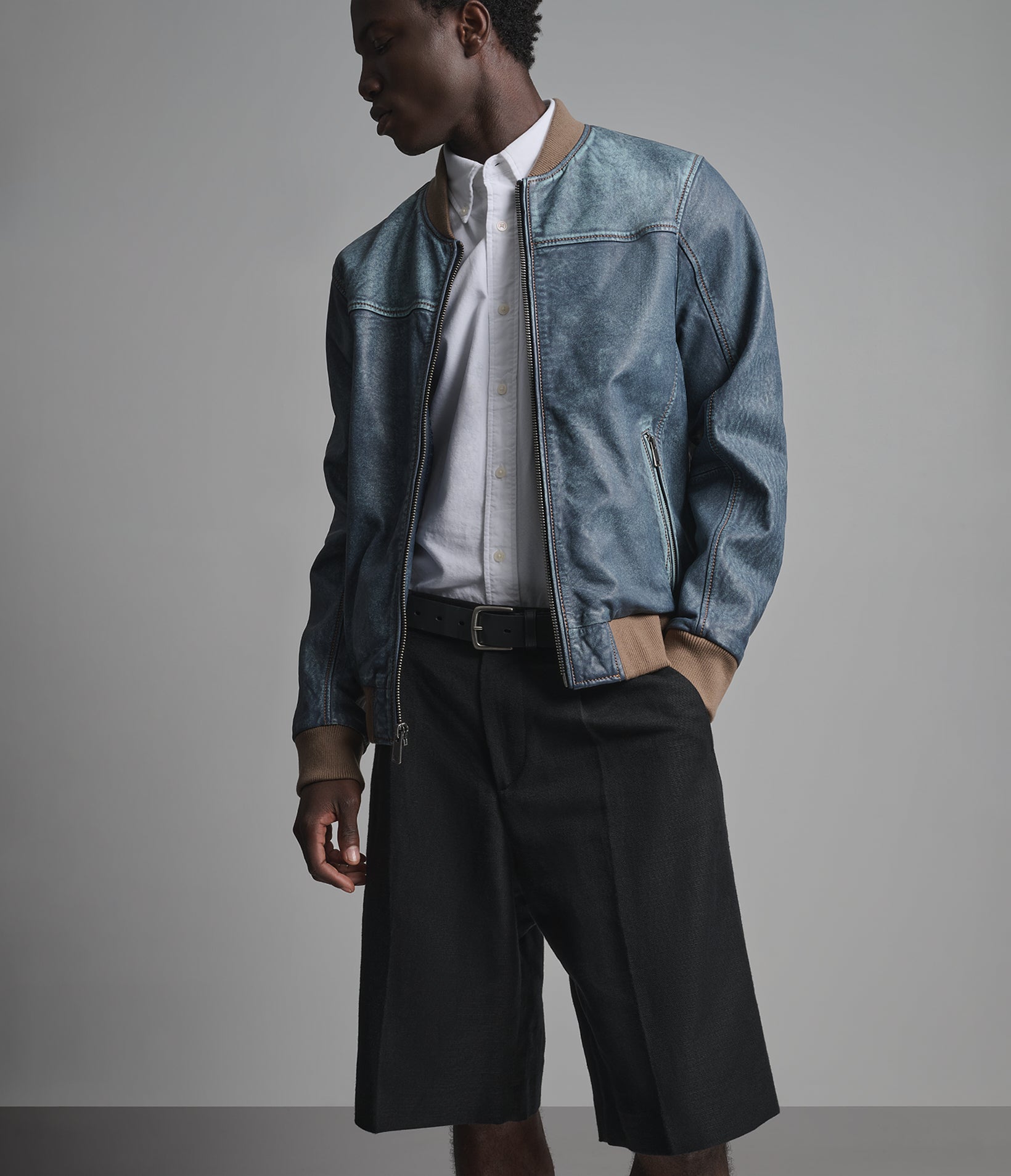 Barrett Denim Leather Bomber Wilsons Leather - Main Image