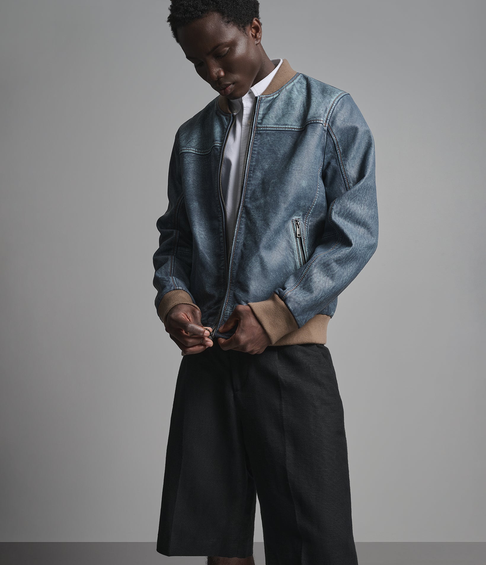 Barrett Leather Denim Bomber Jacket View 6 | Leather Denim