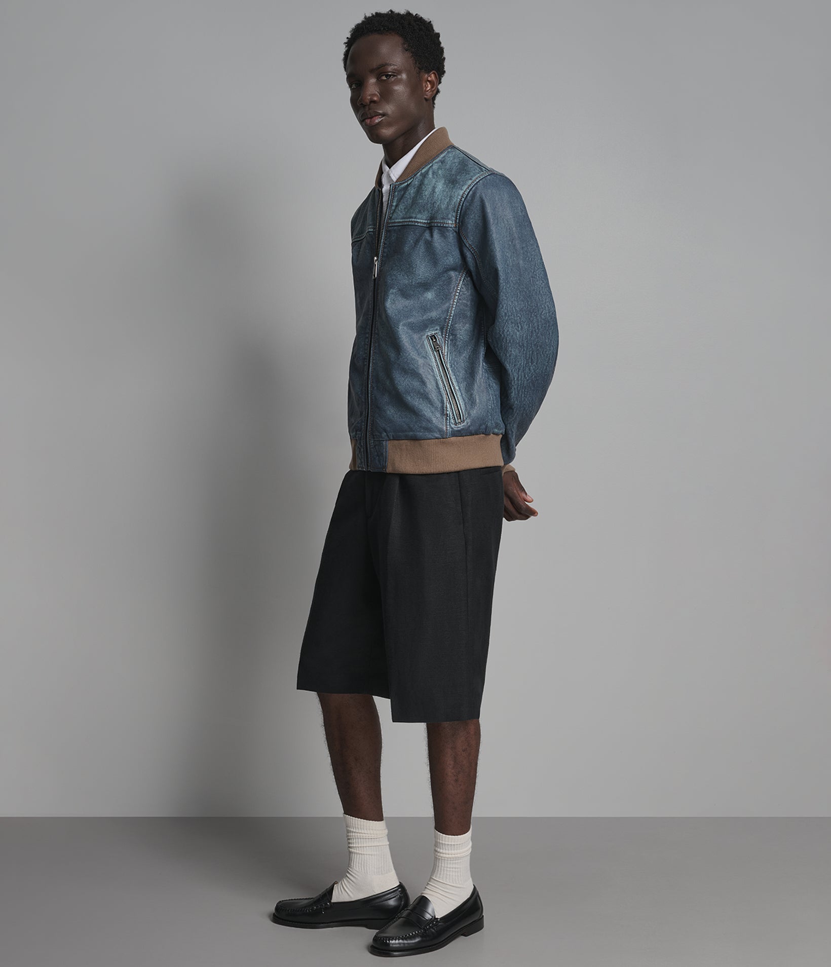 Barrett Leather Denim Bomber Jacket View 4 | Leather Denim