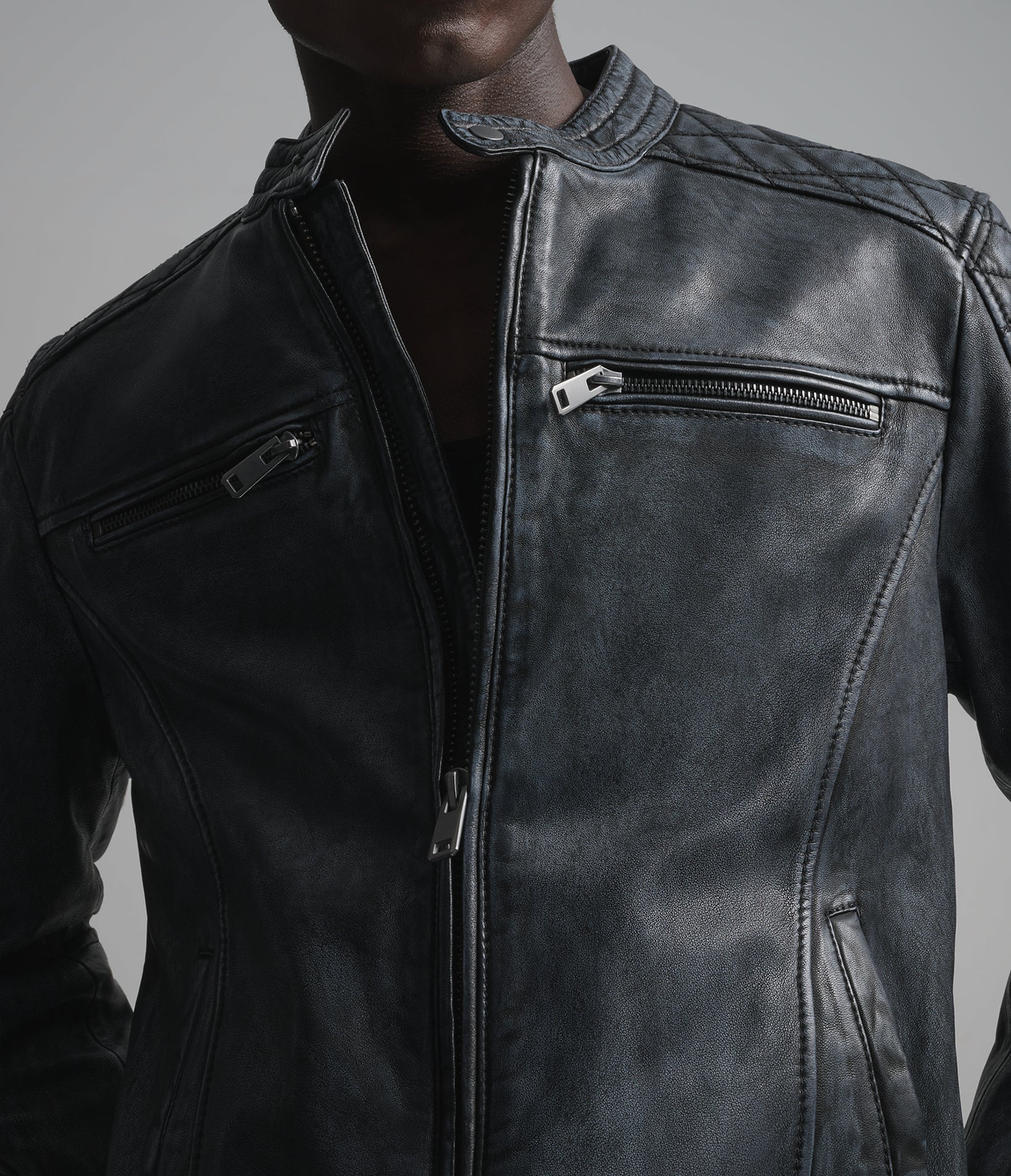 Marcus Leather Denim Scuba Jacket View 6 | Men's Jackets Under $200
