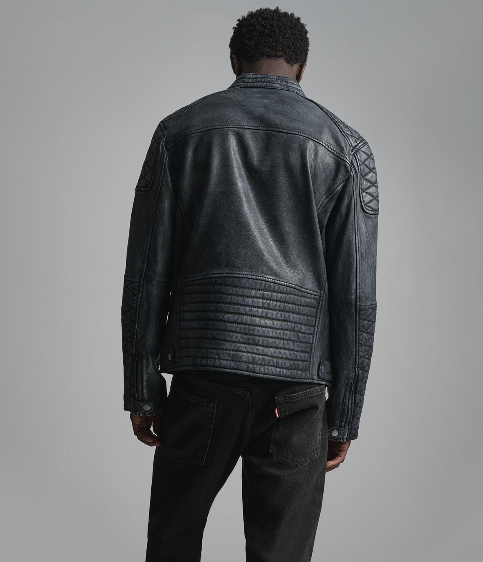 Marcus Leather Denim Scuba Jacket View 3 | Men's Jackets Under $200