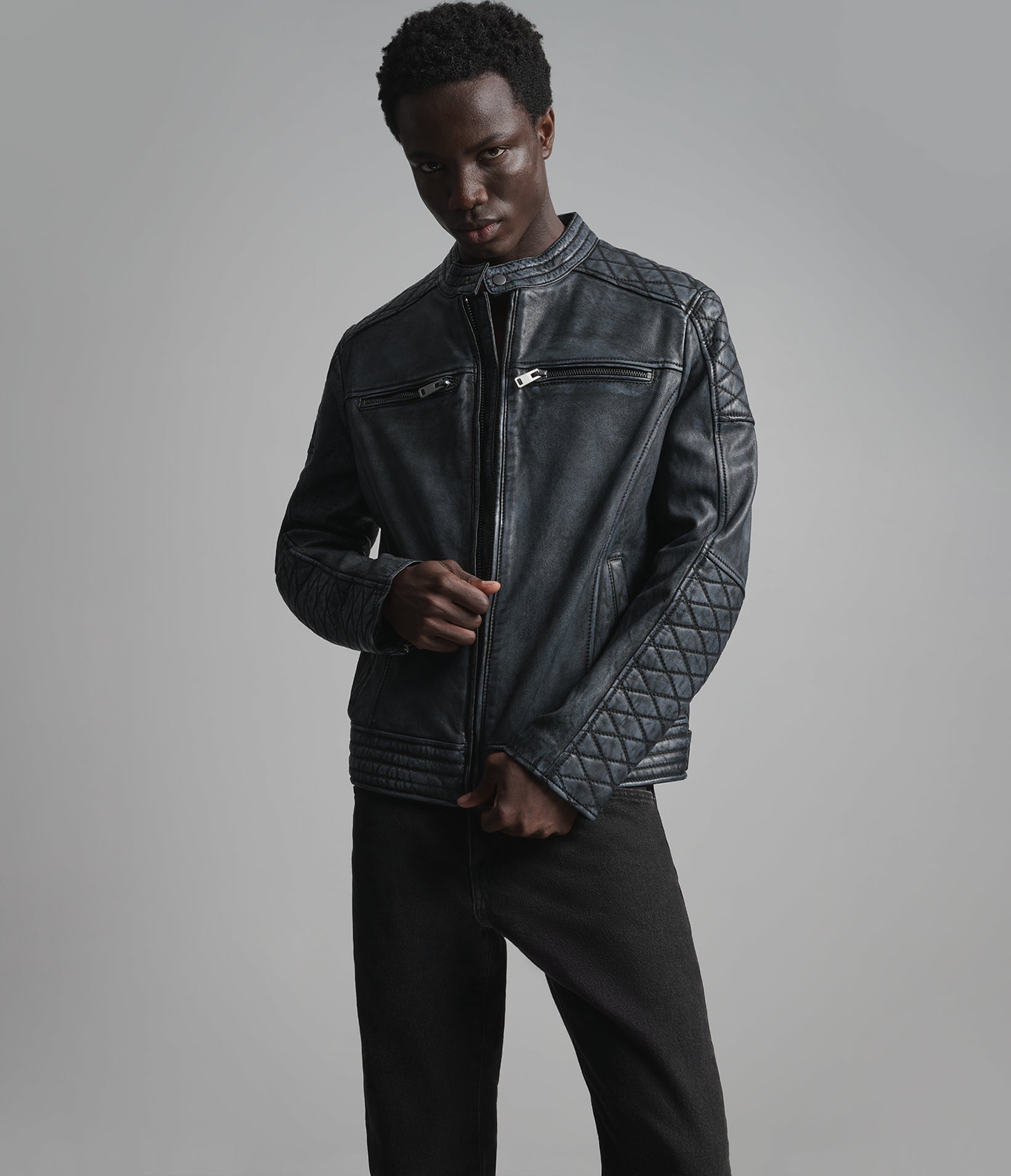 Marcus Leather Denim Scuba Jacket View 4 | Men's Jackets Under $200