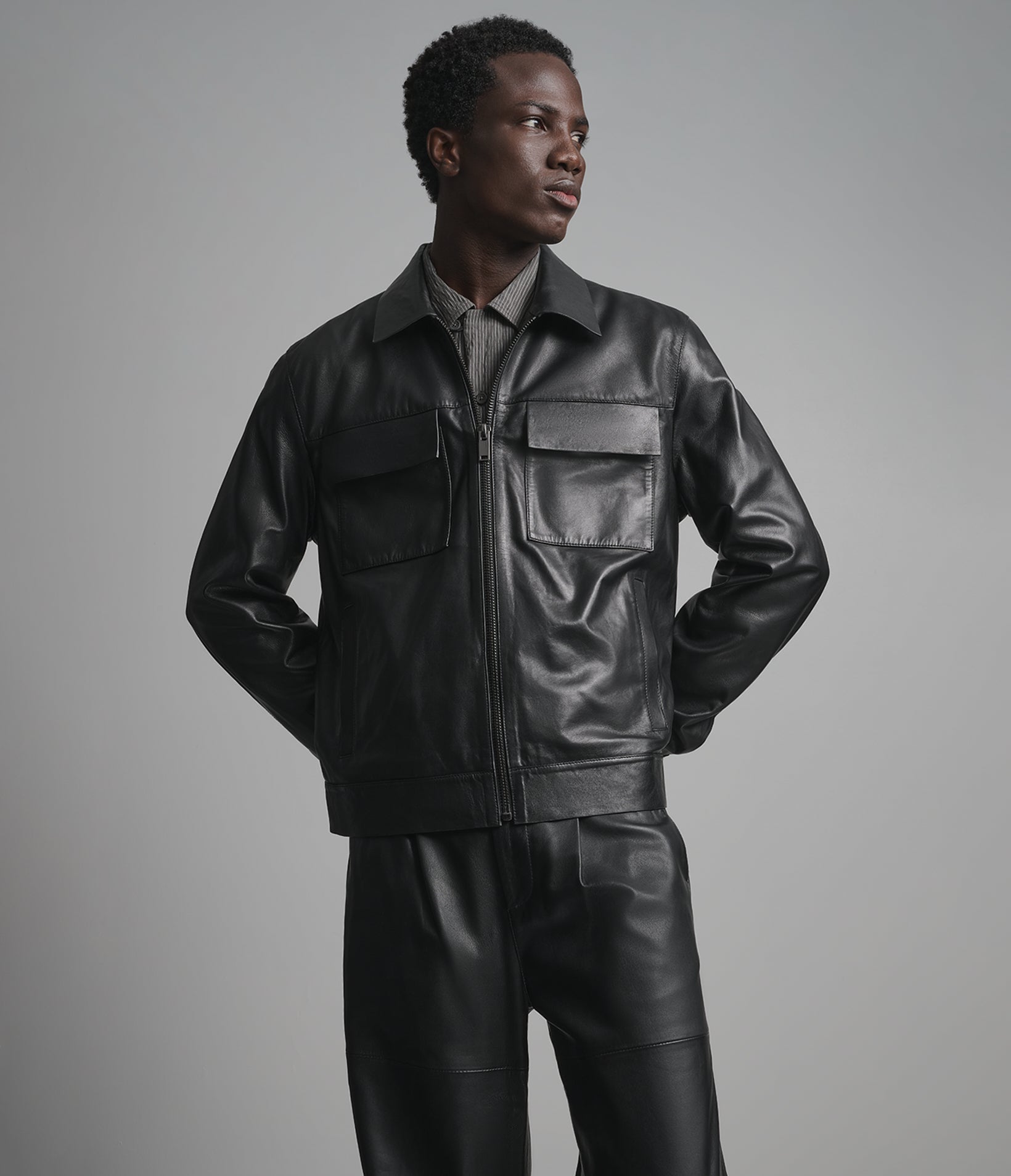 Hendrix Leather Zip Shirt Jacket View 1 | Men's Jackets Under $200