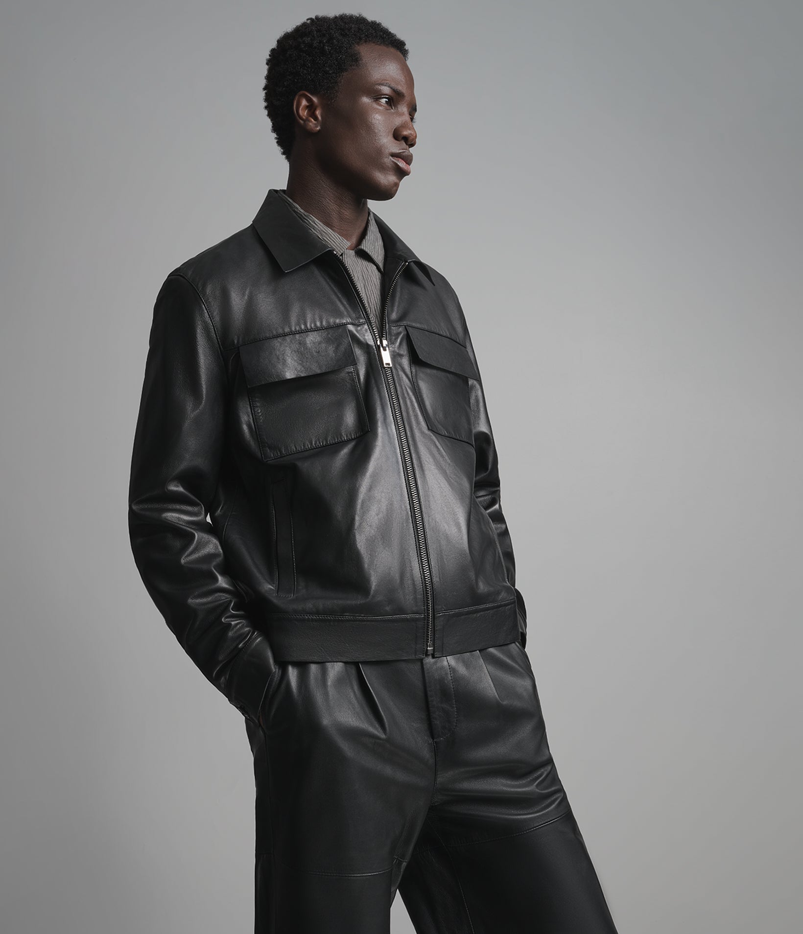 Hendrix Leather Zip Shirt Jacket View 2 | Men's Jackets Under $200