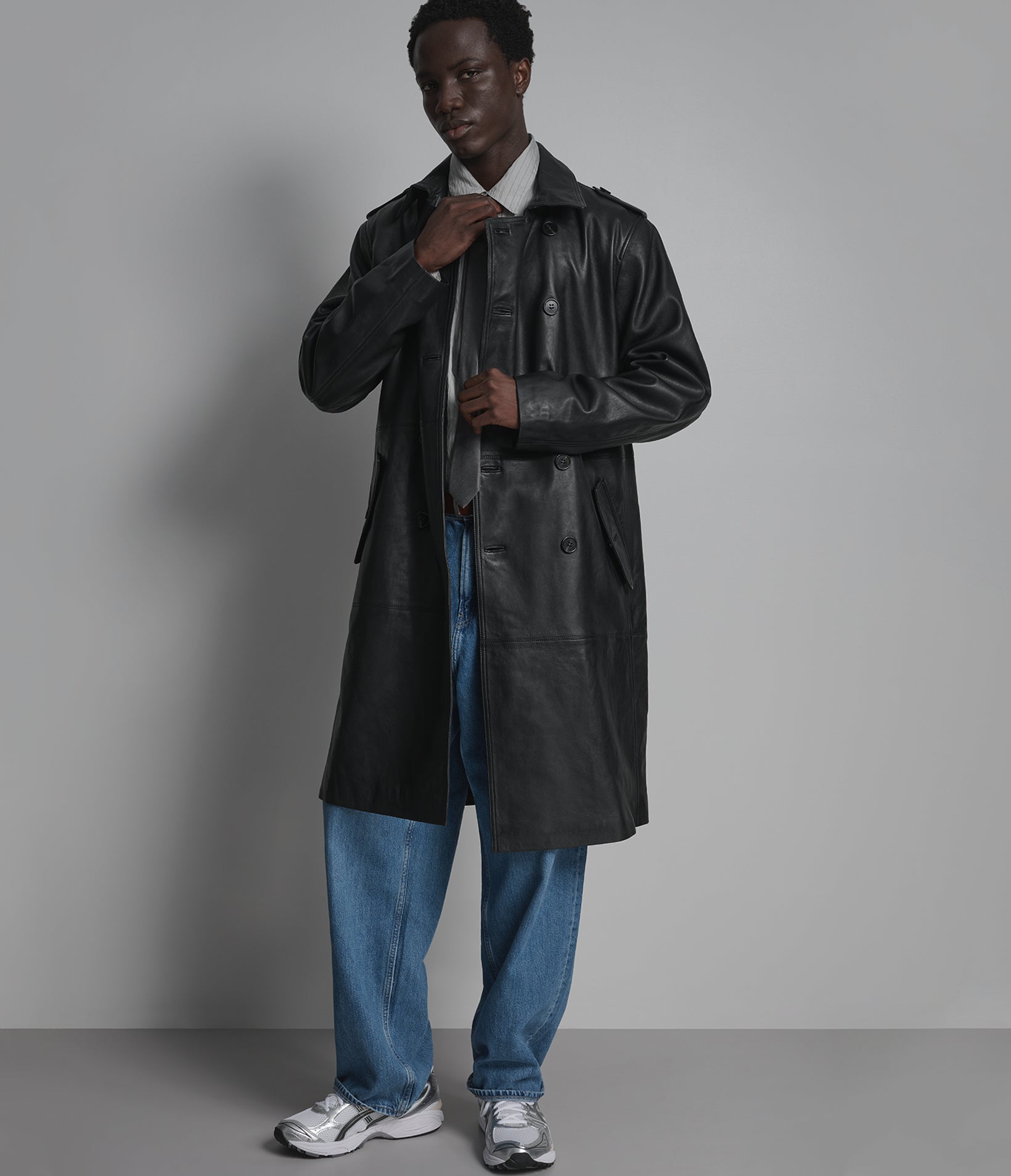 Jensen Double-Breasted Leather Car Coat View 4 | Men's Jackets Under $200