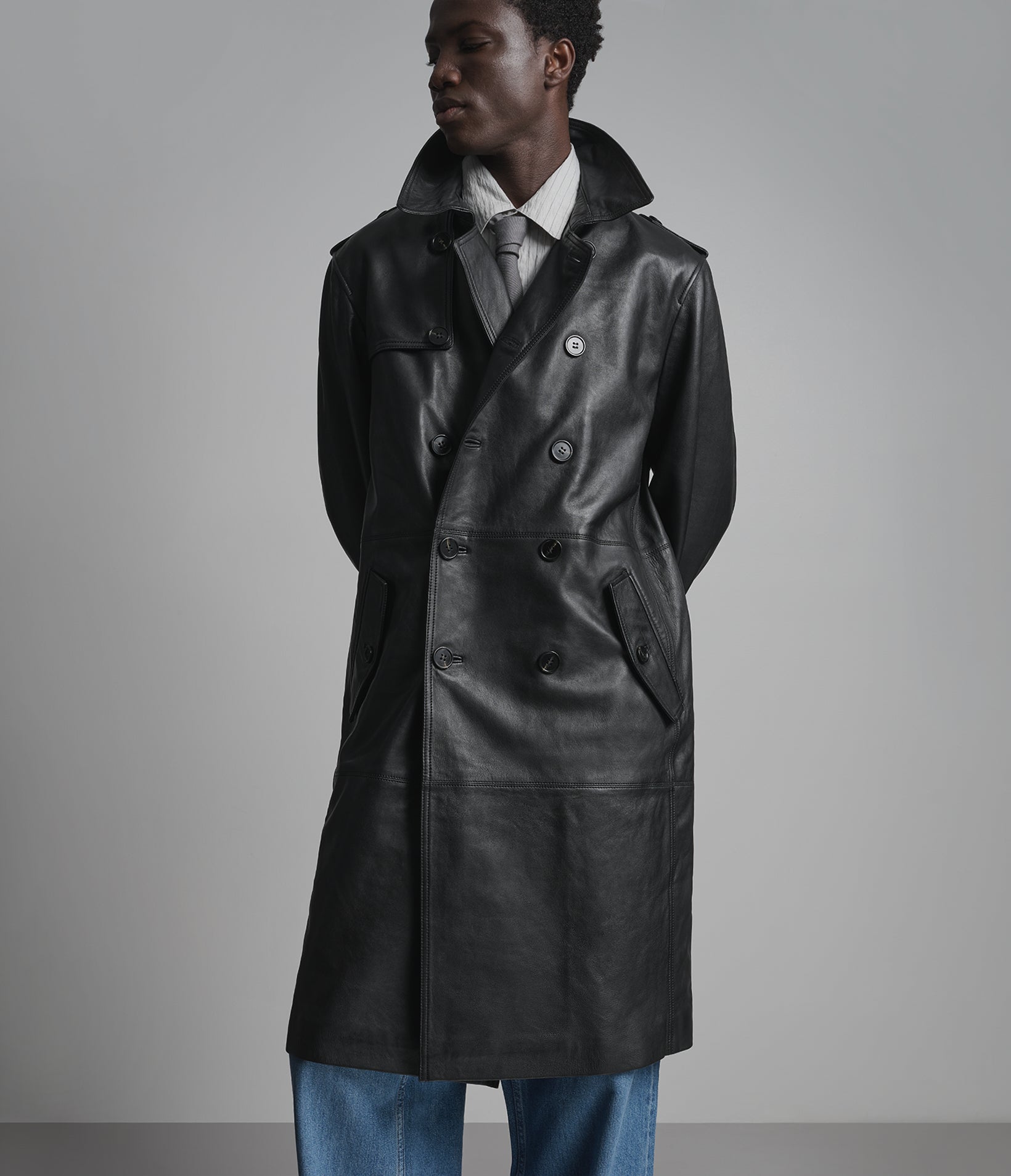 Jensen Double-Breasted Leather Car Coat View 6 | Men's Jackets Under $200