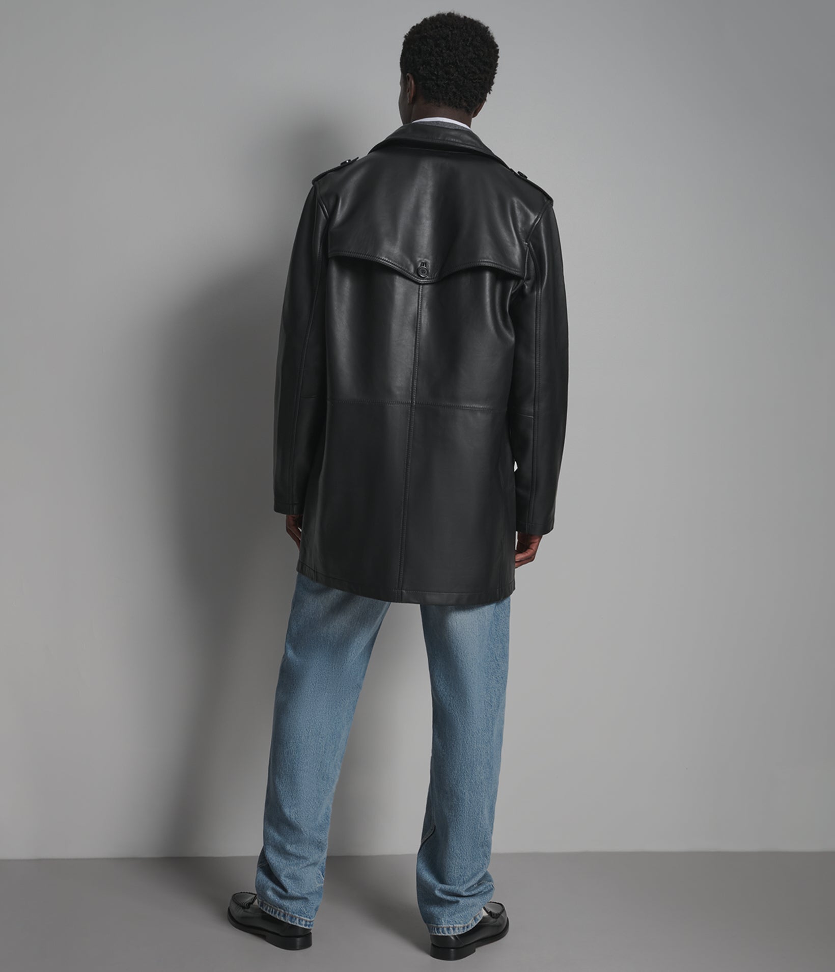 Otto Leather Double-Breasted Short Car Coat View 2 | Men's Jackets Under $200