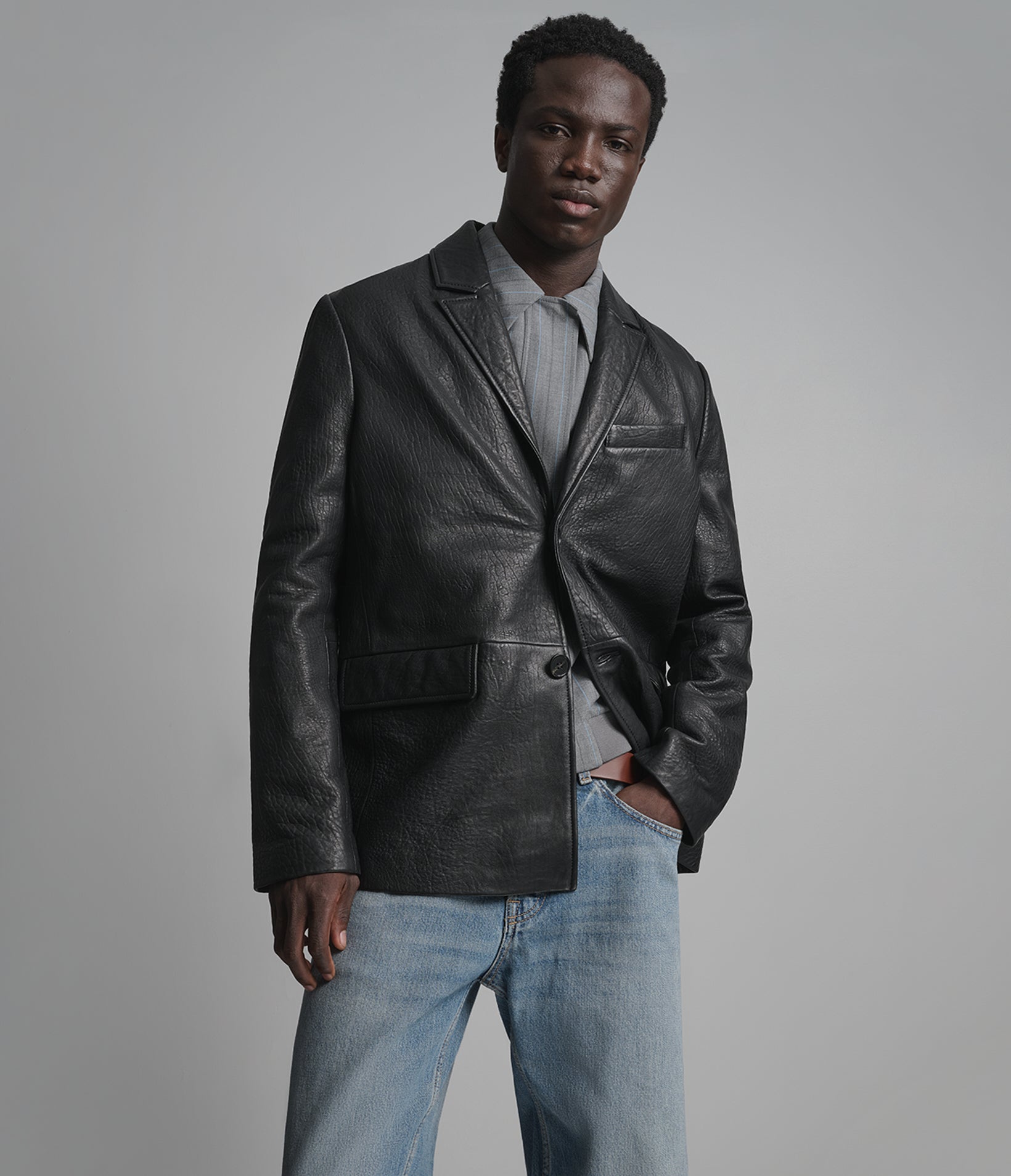 Daxton Textured Leather Blazer View 1 | Men's Jackets Under $200