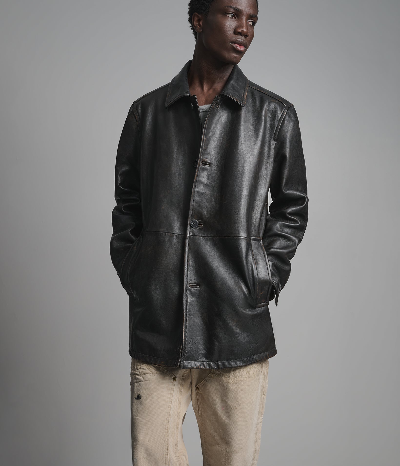 Antonio Leather Car Coat View 2 | Men's Jackets Under $200