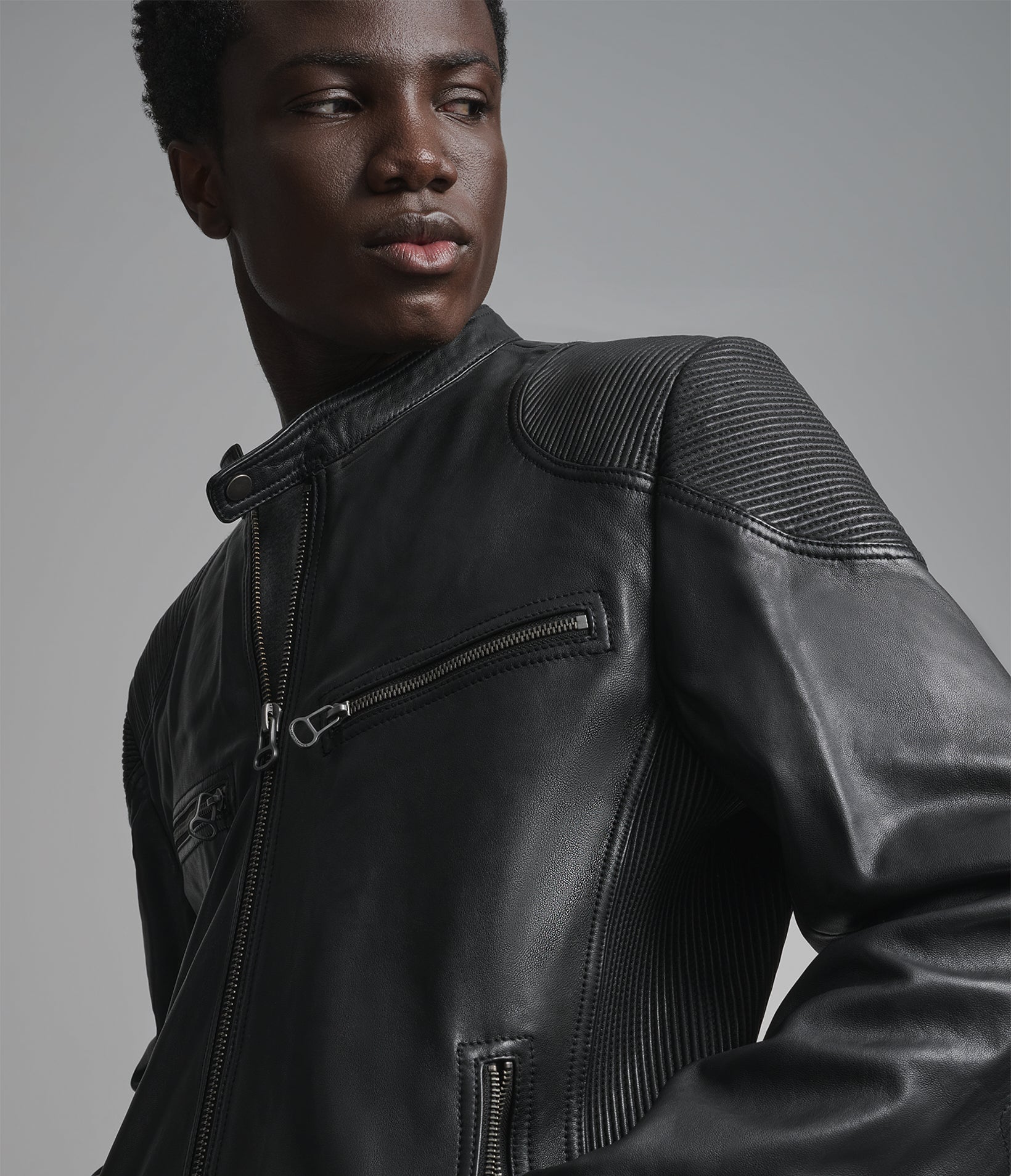 Drew Leather Racer Jacket View 6 | Men's Best Sellers
