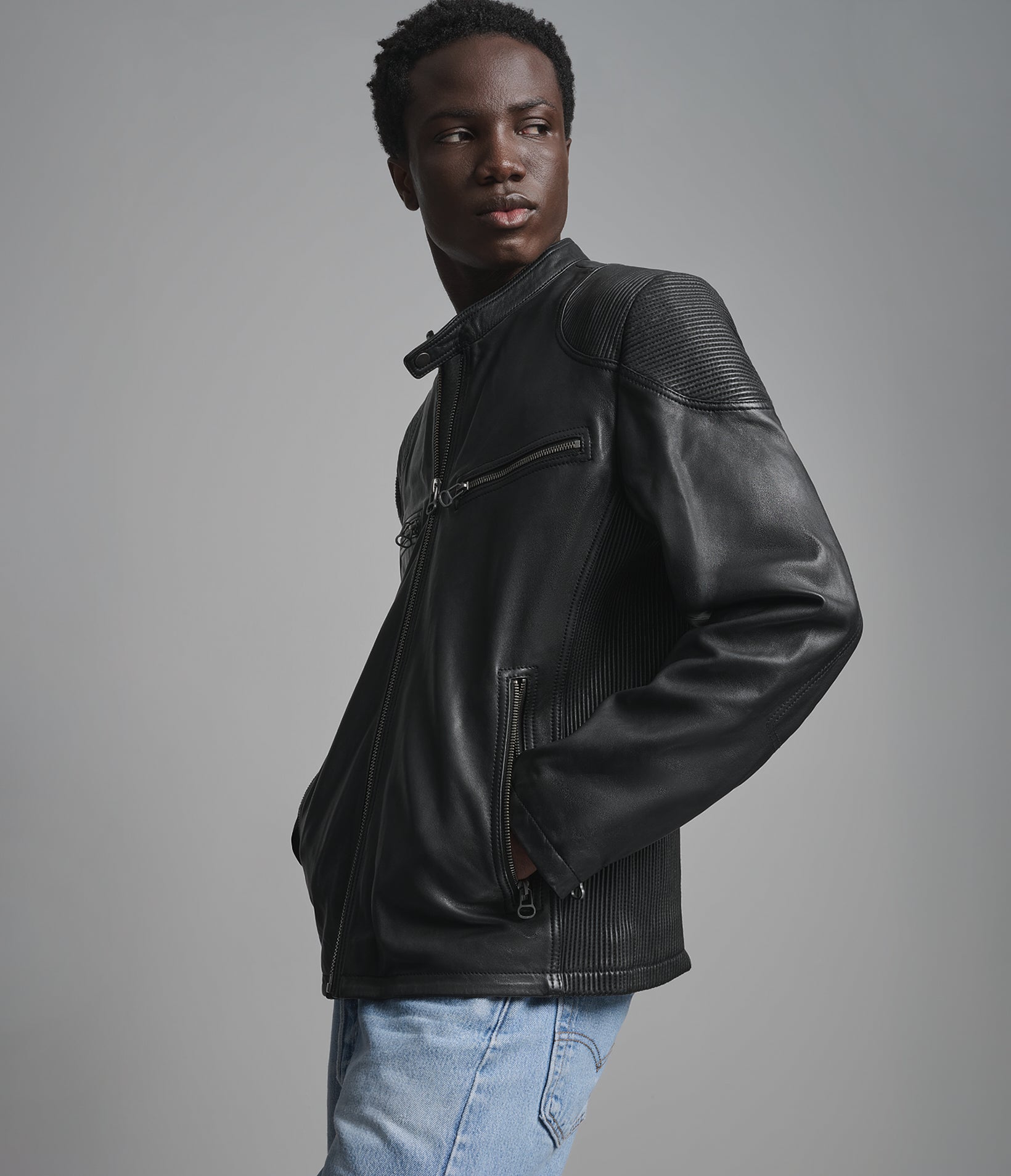 Drew Leather Racer Jacket View 4 | Men's Best Sellers