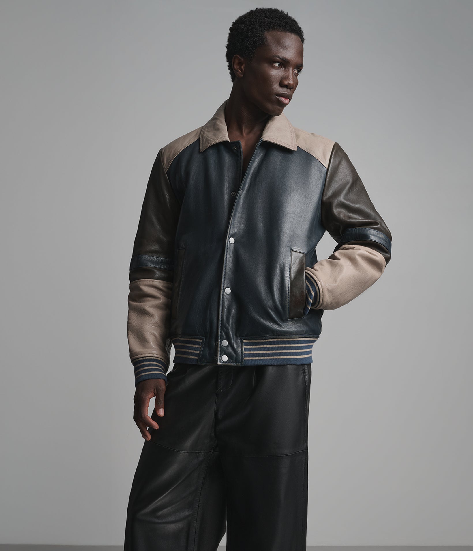 Bryson Leather Varsity Jacket View 1 | Men's Jackets Under $200